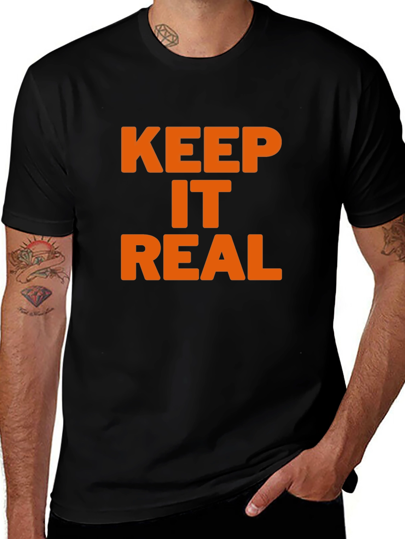 Variant 7 of Keep It Real Graphic Tee - Men's Black T-Shirt