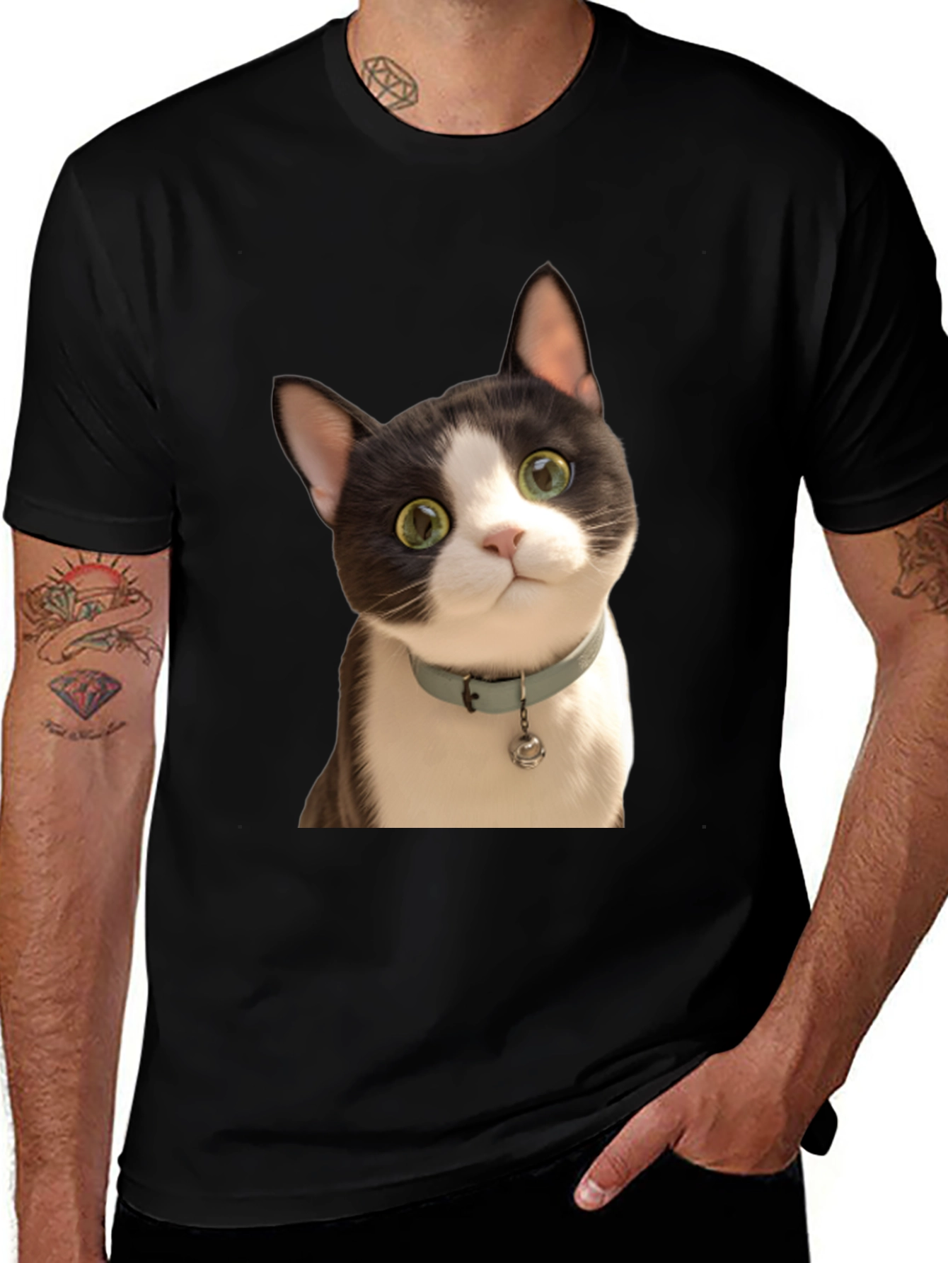 Variant 30 of Cute Cat Graphic T-Shirt - Unisex Black Tee