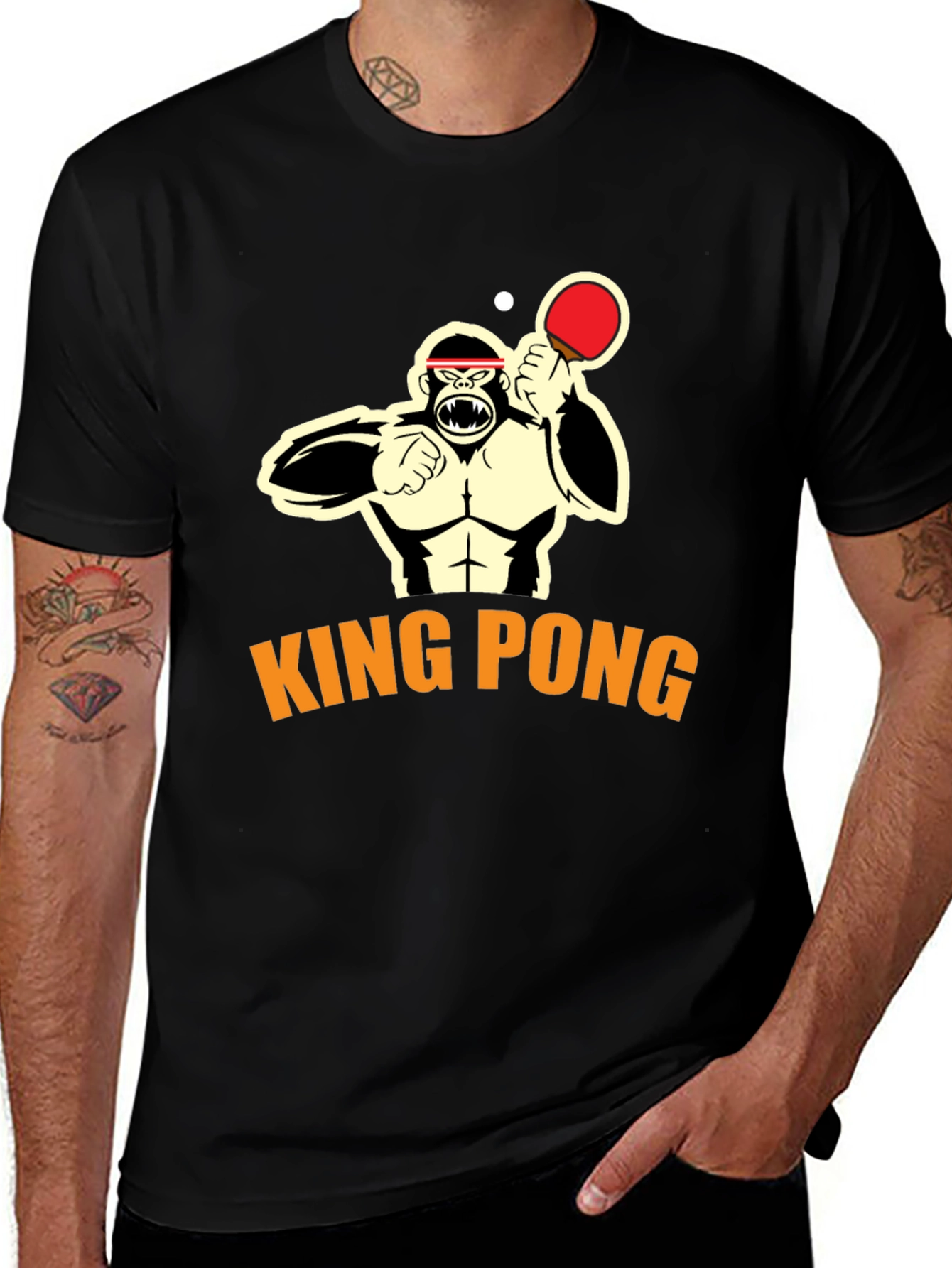 King Pong Gorilla T-Shirt - Funny Table Tennis Tee
