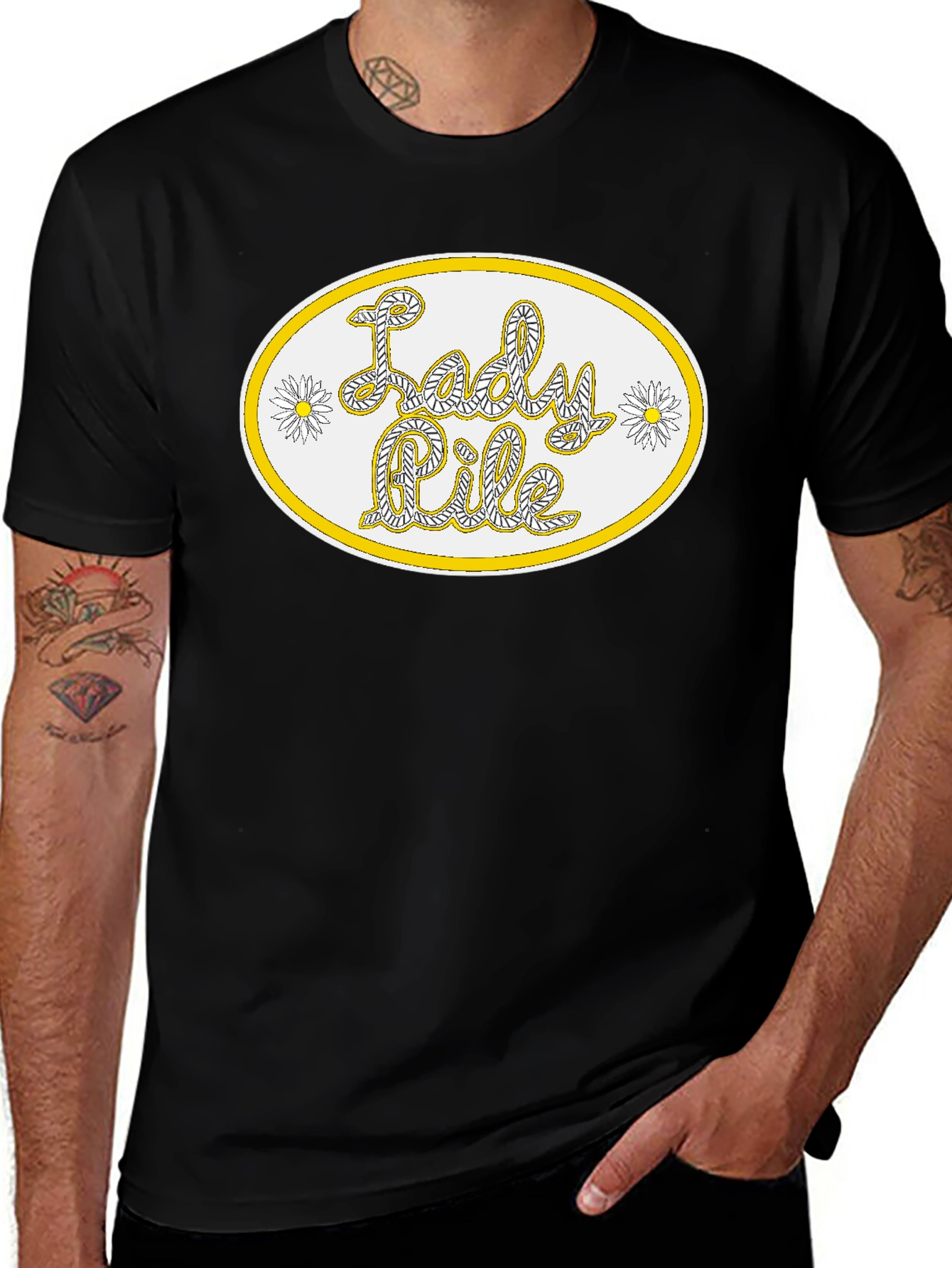 Variant 29 of Lady Pile Graphic Tee - Black Cotton T-Shirt