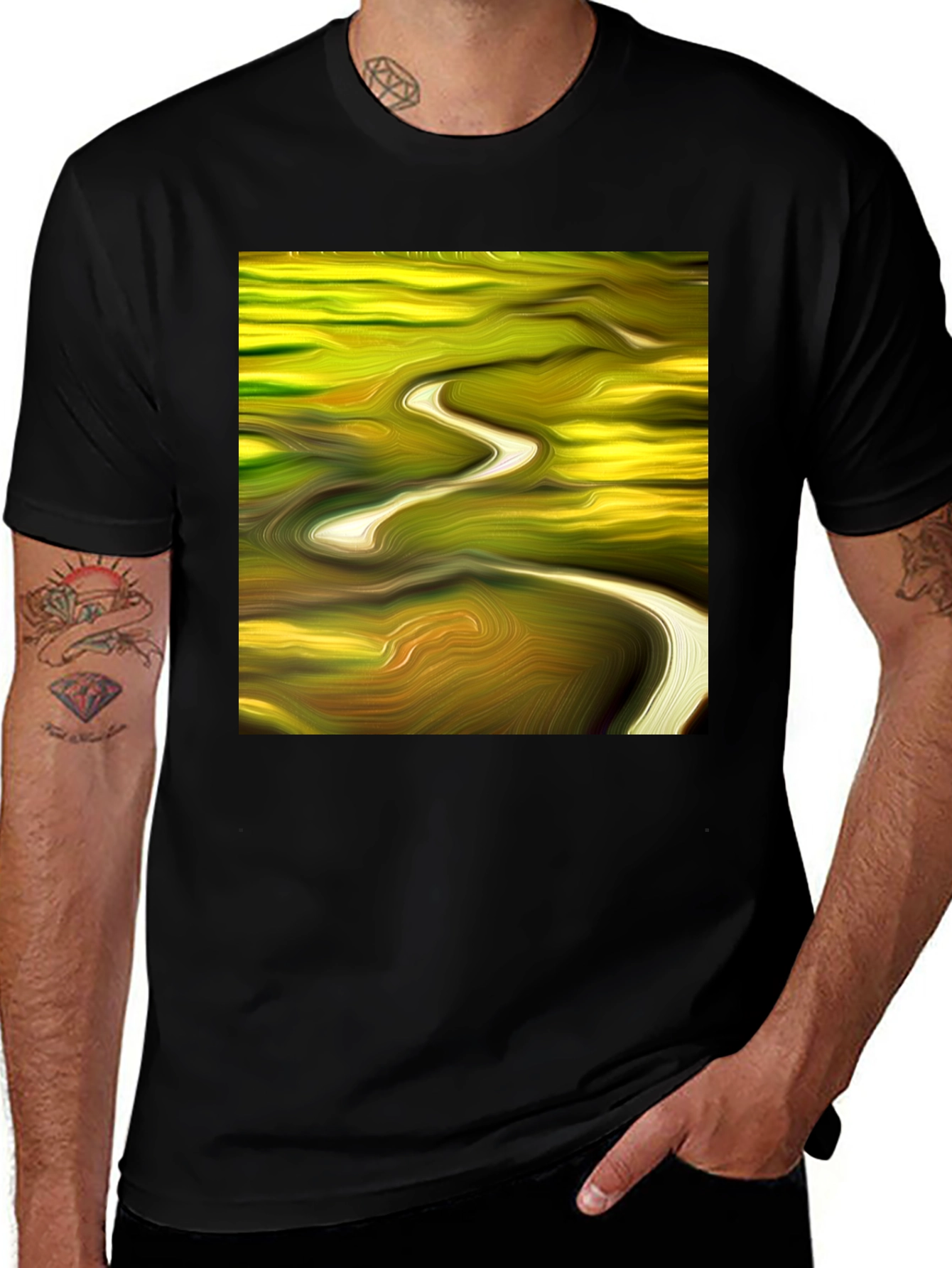 Variant 21 of Artistic Landscape Print Black T-Shirt