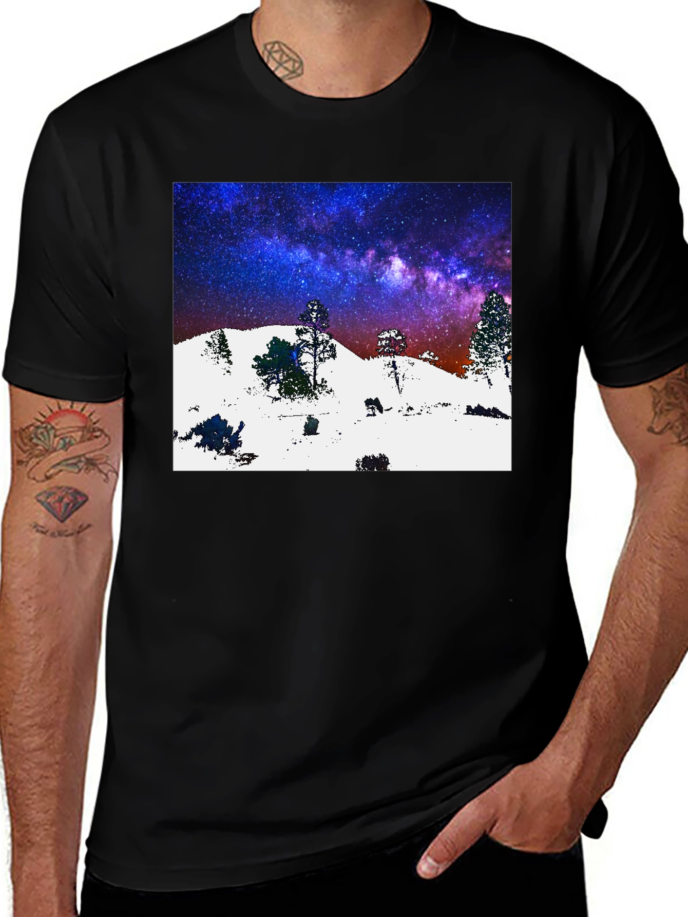 Variant 10 of Night Sky Graphic Tee - Black Cotton