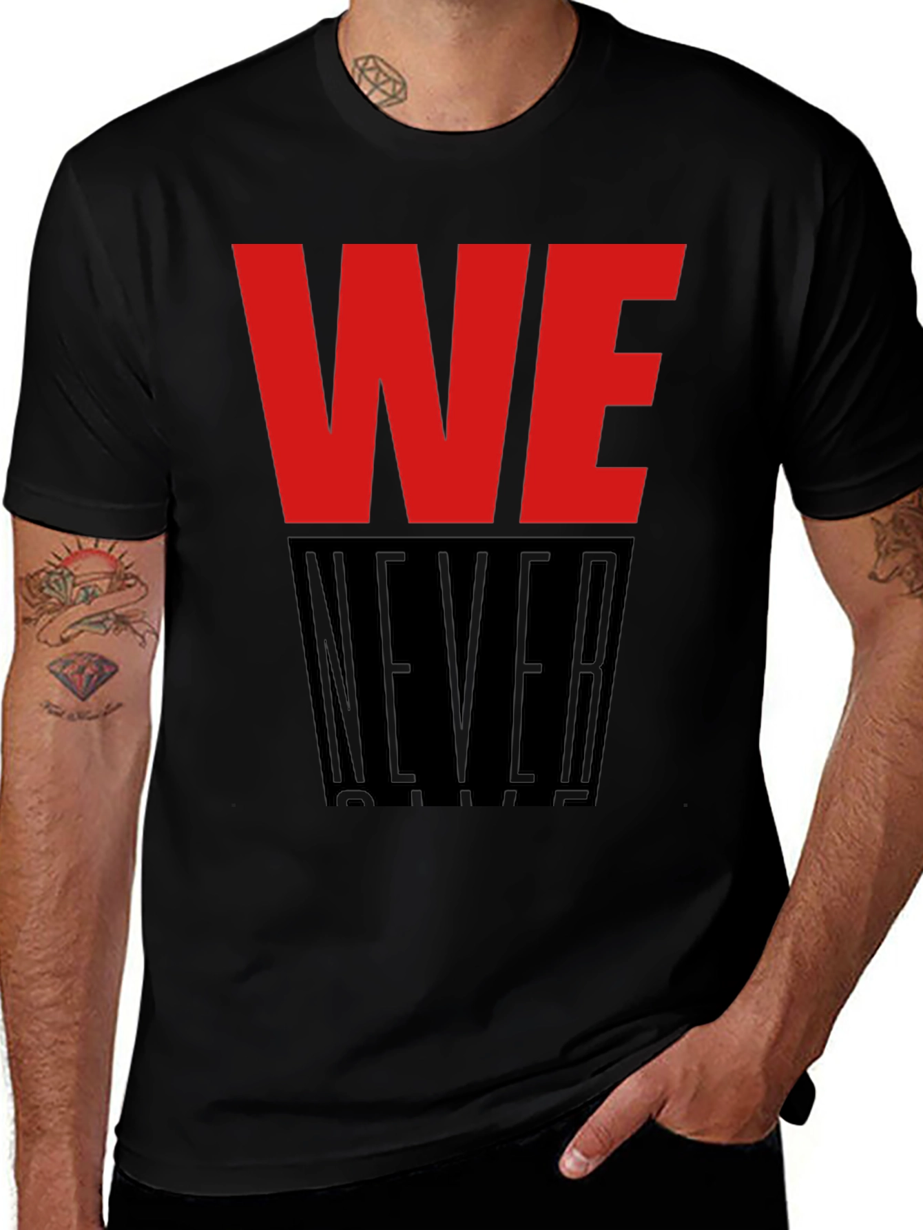 Variant 13 of We Never Quit Black Graphic Tee Shirt for Men