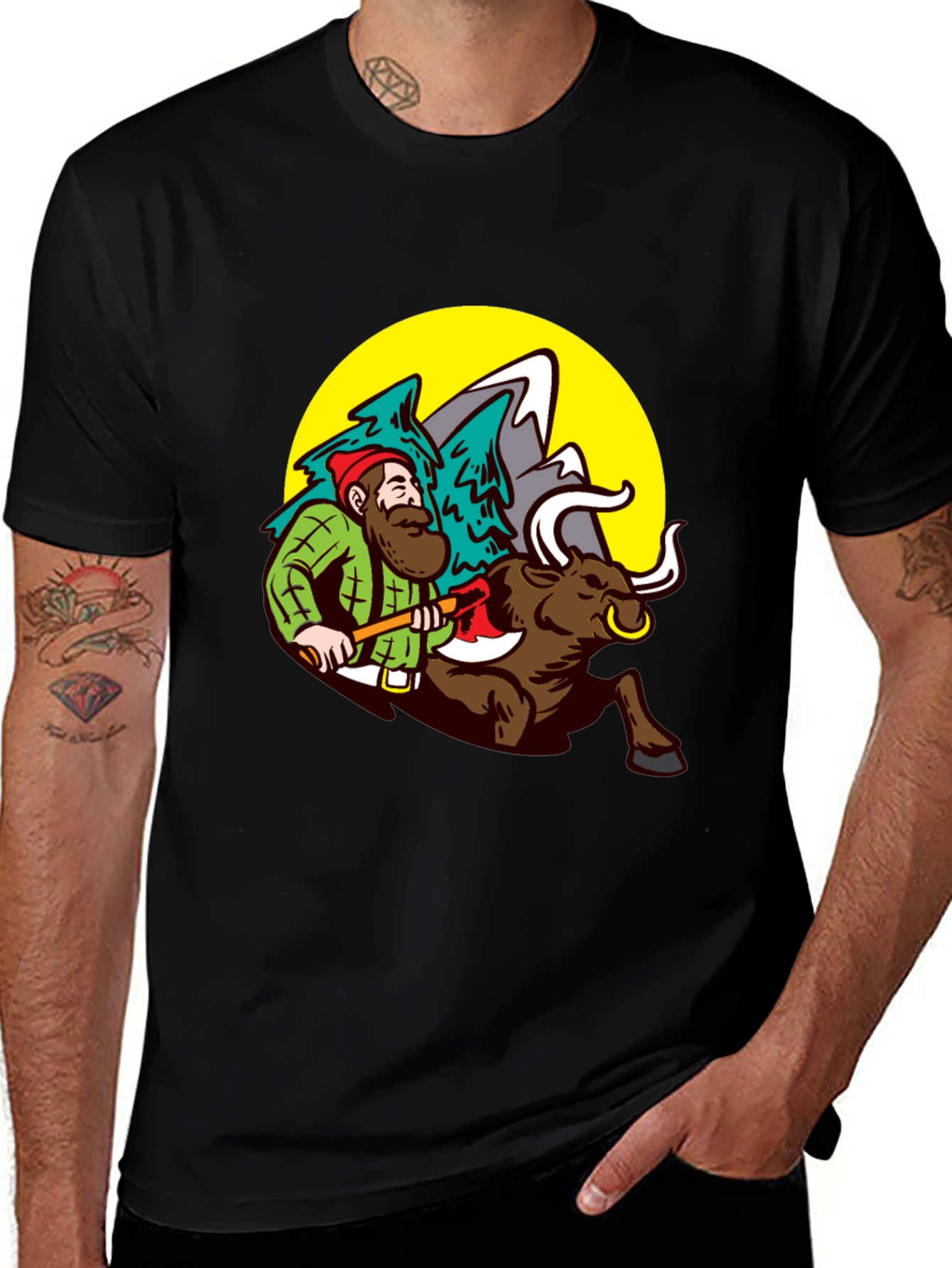 Variant 8 of Lumberjack & Bull T-Shirt - Funny Graphic Tee