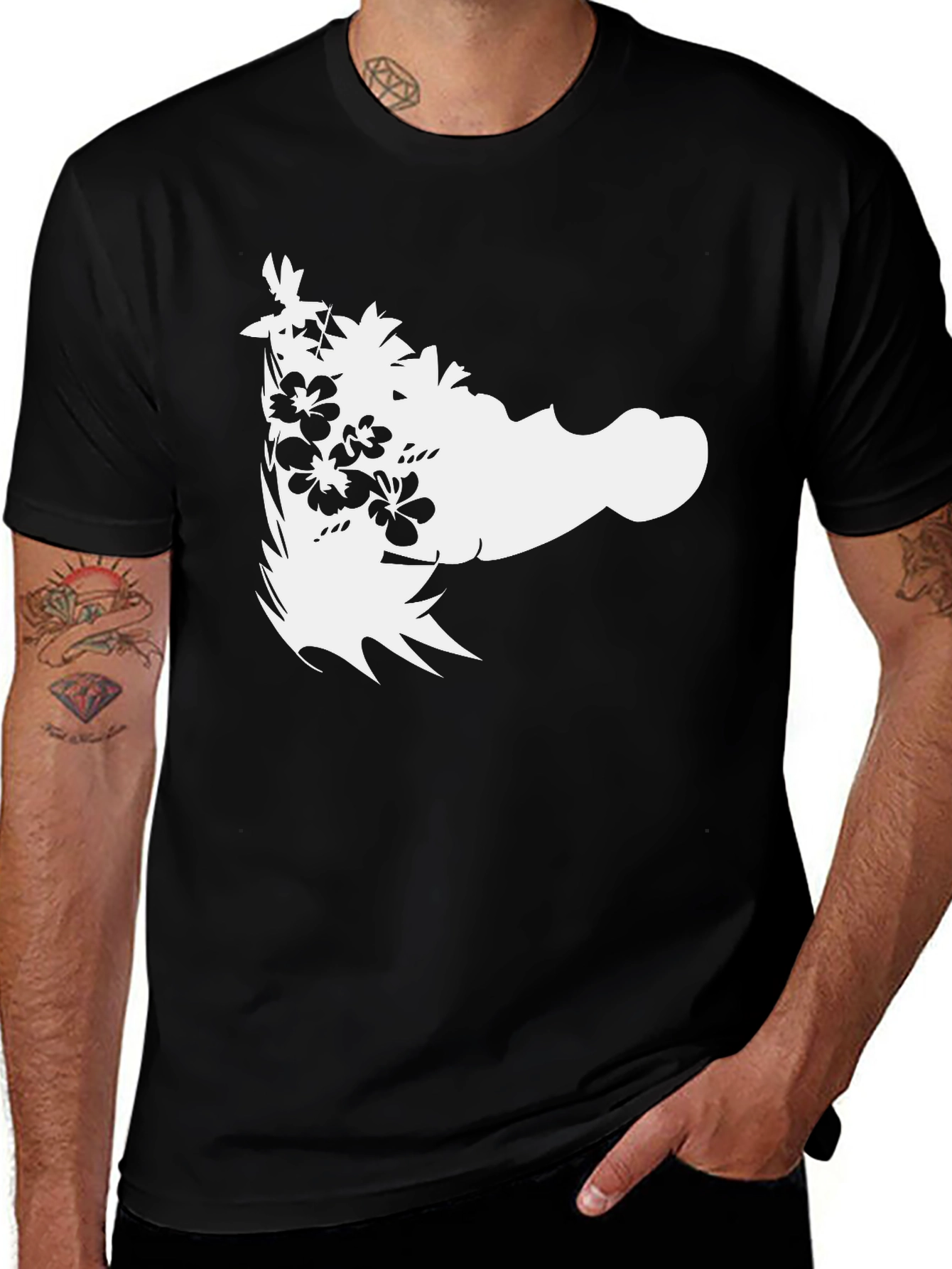 Variant 11 of Floral Island Style Black Graphic Tee