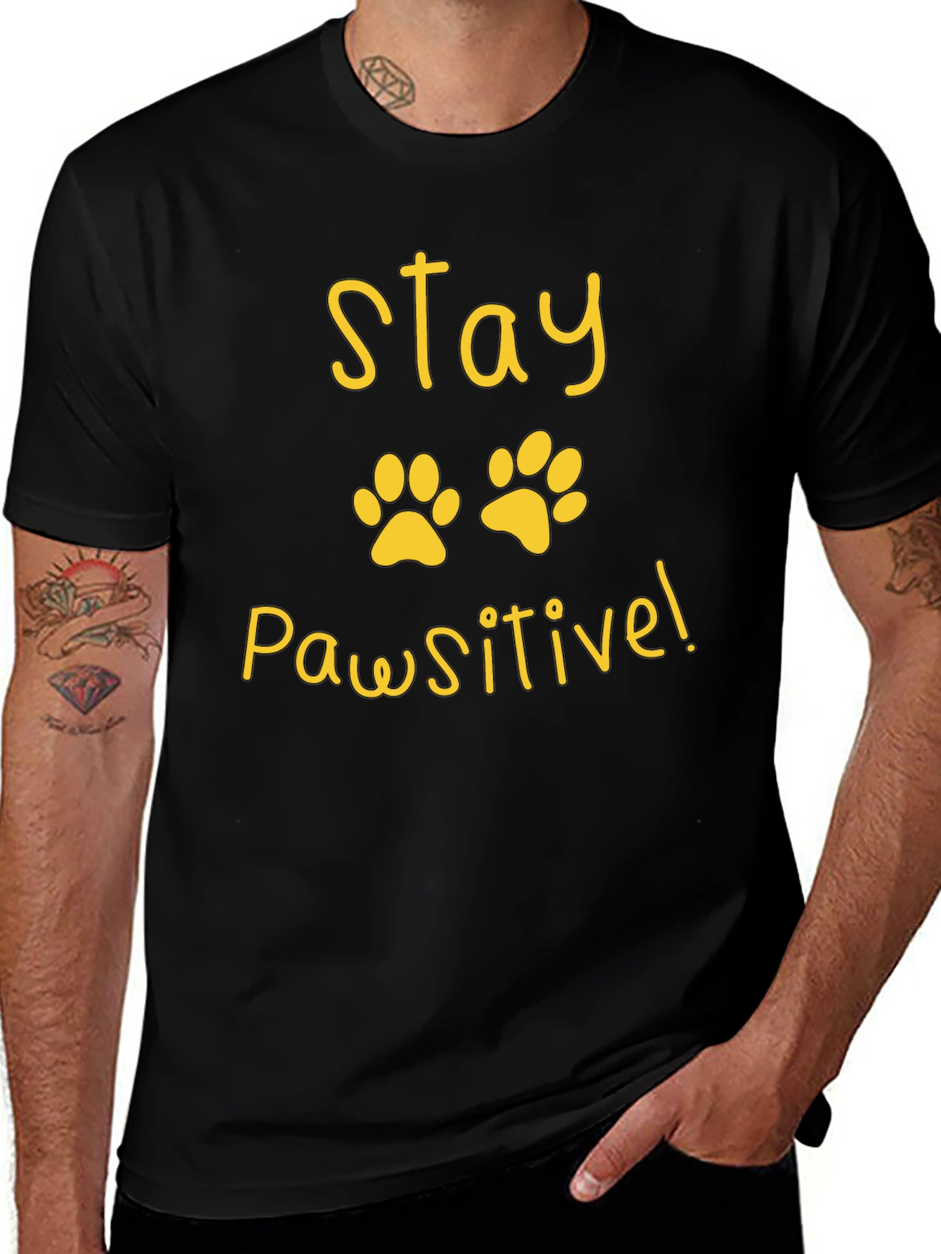 Variant 9 of Stay Pawsitive Black T-Shirt