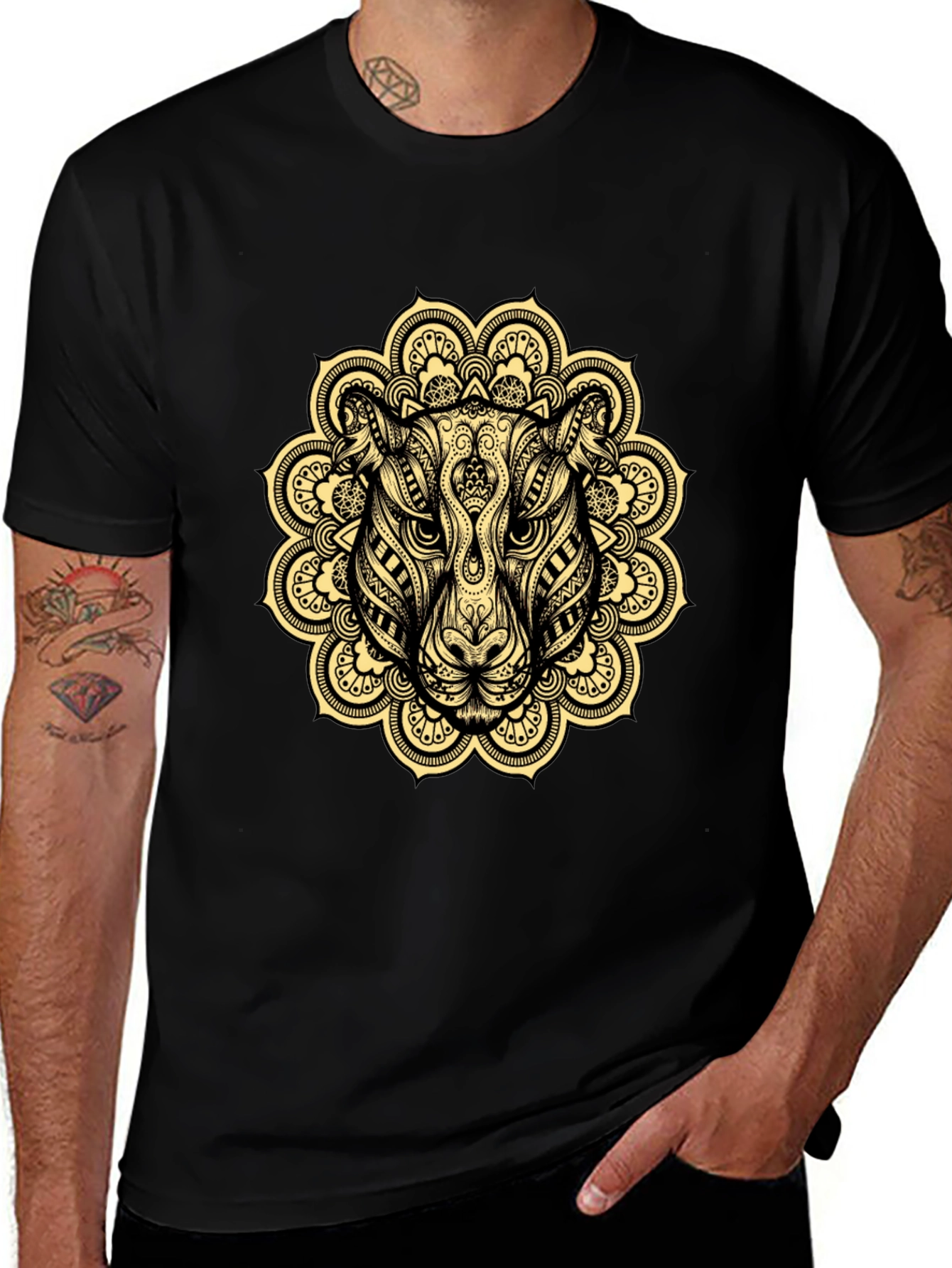 Variant 17 of Tiger Mandala Black Graphic Tee