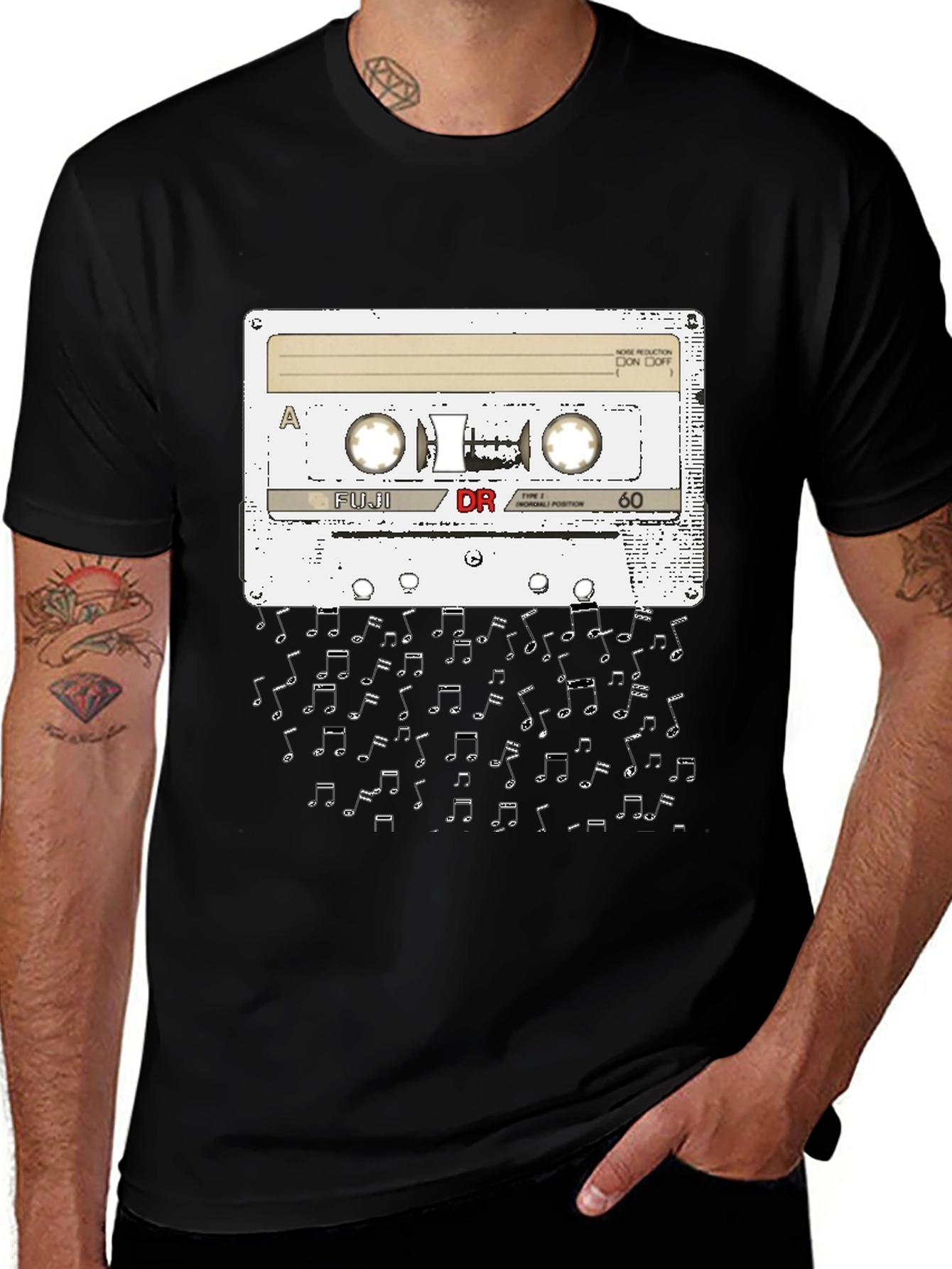 Variant 17 of Retro Cassette Tape & Music Notes Graphic Tee