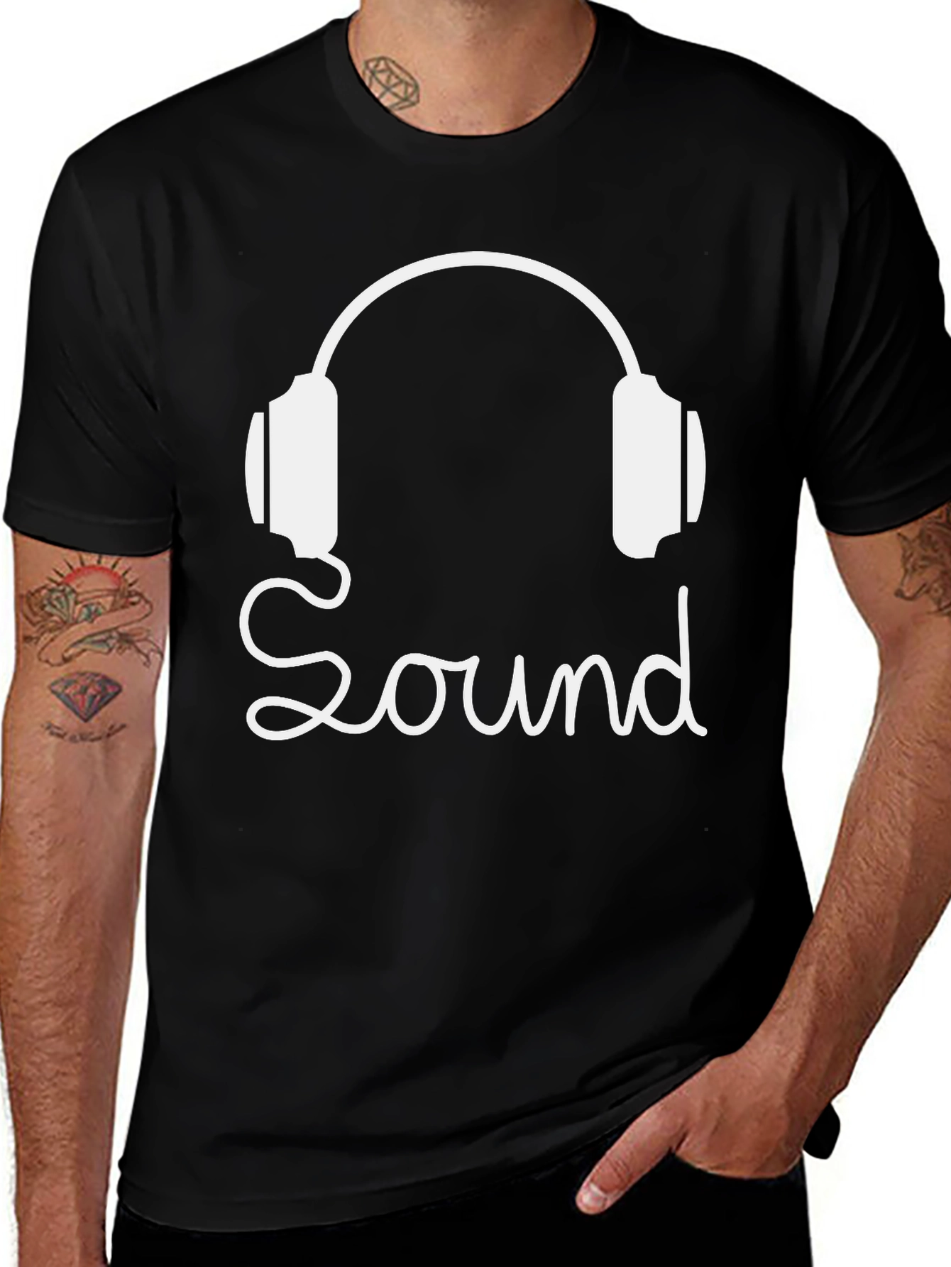 Variant 17 of Sound Headphones Graphic Tee - Black