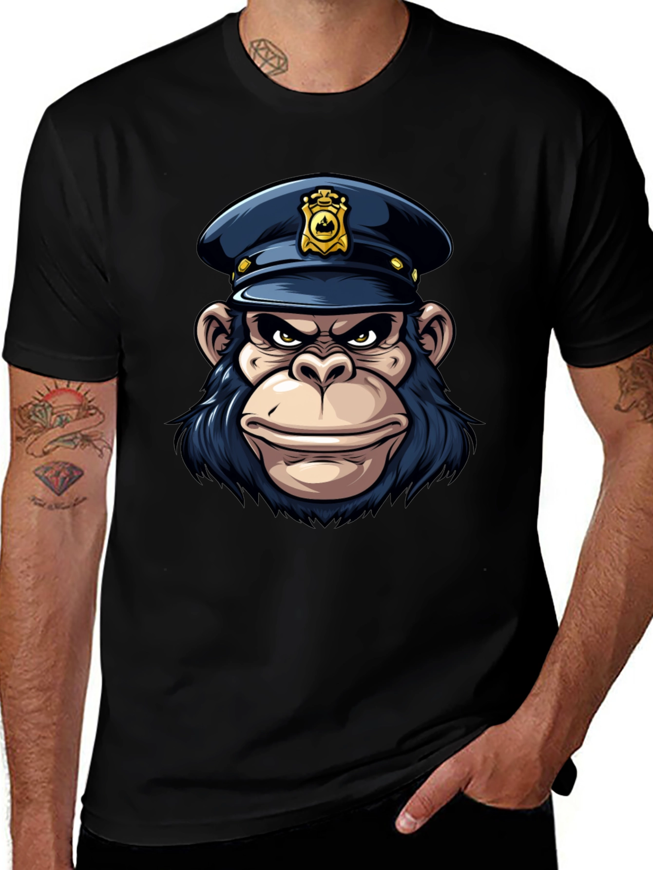 Variant 3 of Monkey Police Cartoon Graphic T-Shirt