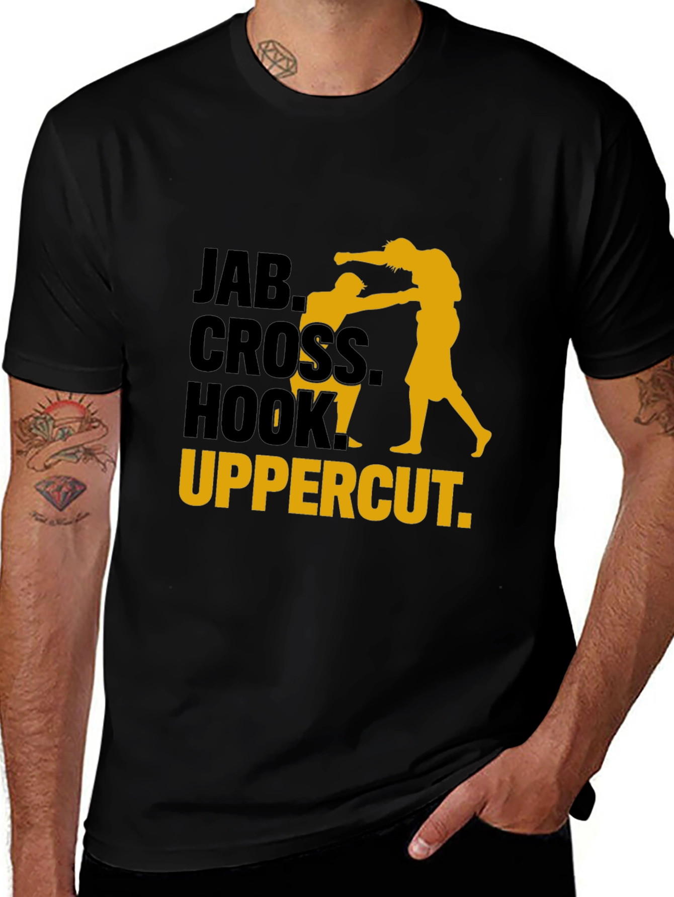 Variant 24 of Boxing Moves T-Shirt - Jab, Cross, Hook, Uppercut