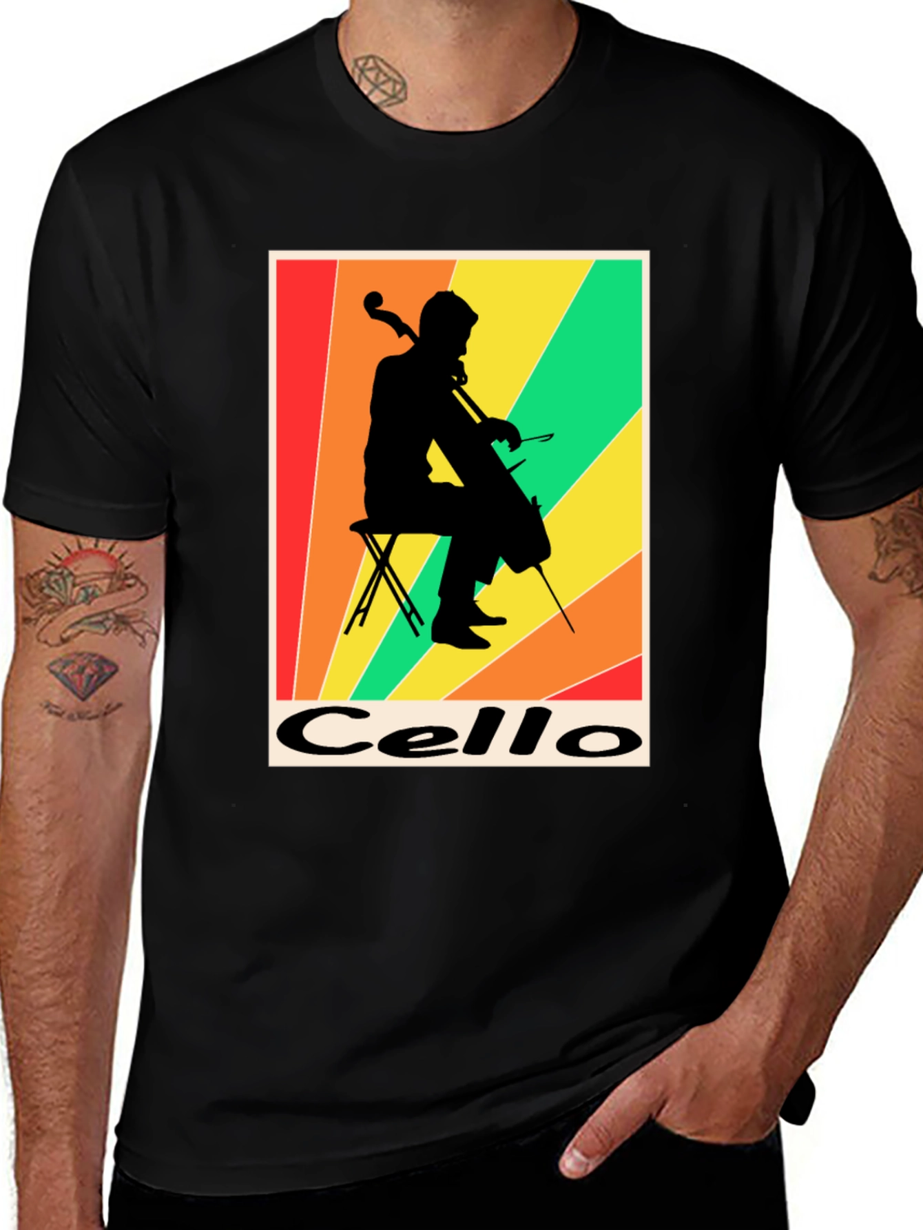 Variant 22 of Retro Cello Musician Graphic T-Shirt