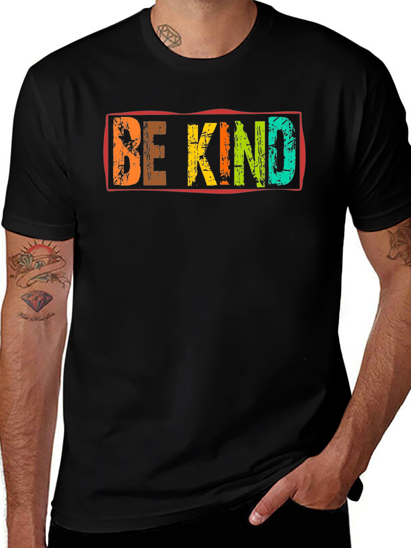 Variant 24 of Be Kind Graphic Print Black T-Shirt