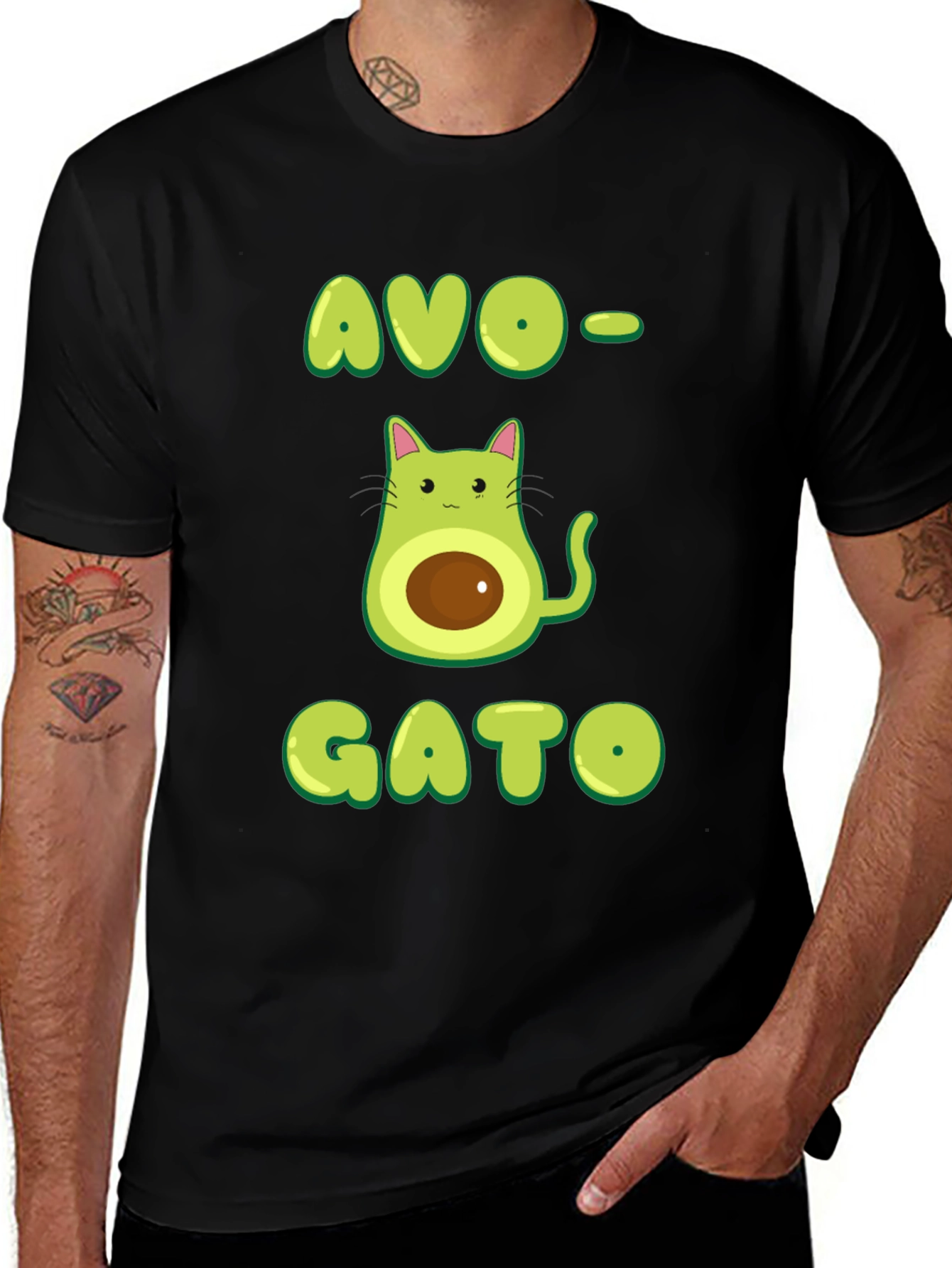 Variant 8 of Avo-Gato T-Shirt: Avocado Cat Graphic Tee