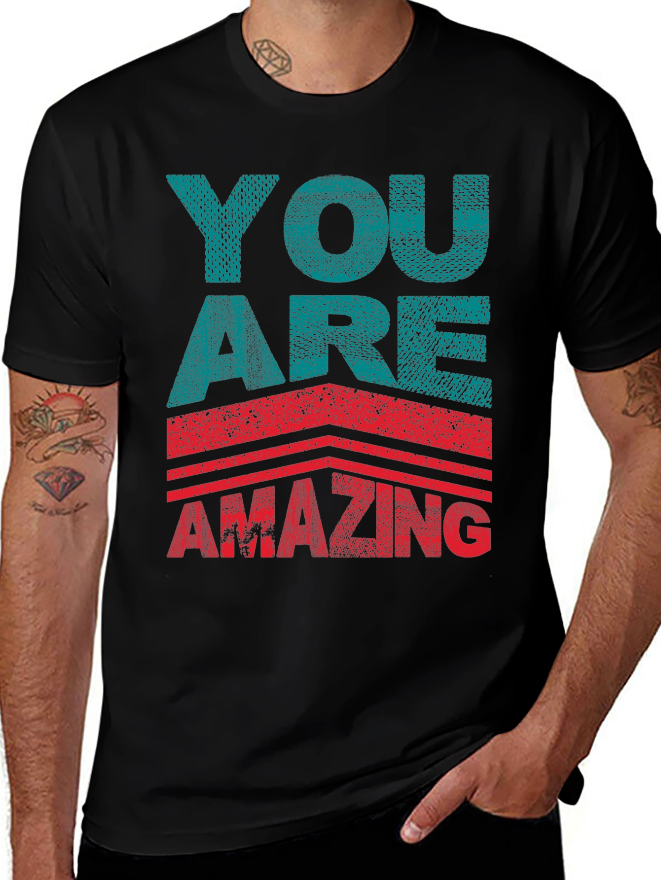 Variant 27 of You Are Amazing Graphic Print Black T-Shirt