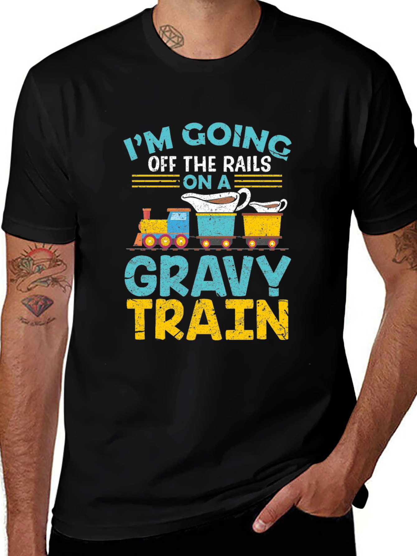 Variant 8 of Gravy Train T-Shirt: Off the Rails, Funny Thanksgiving Tee