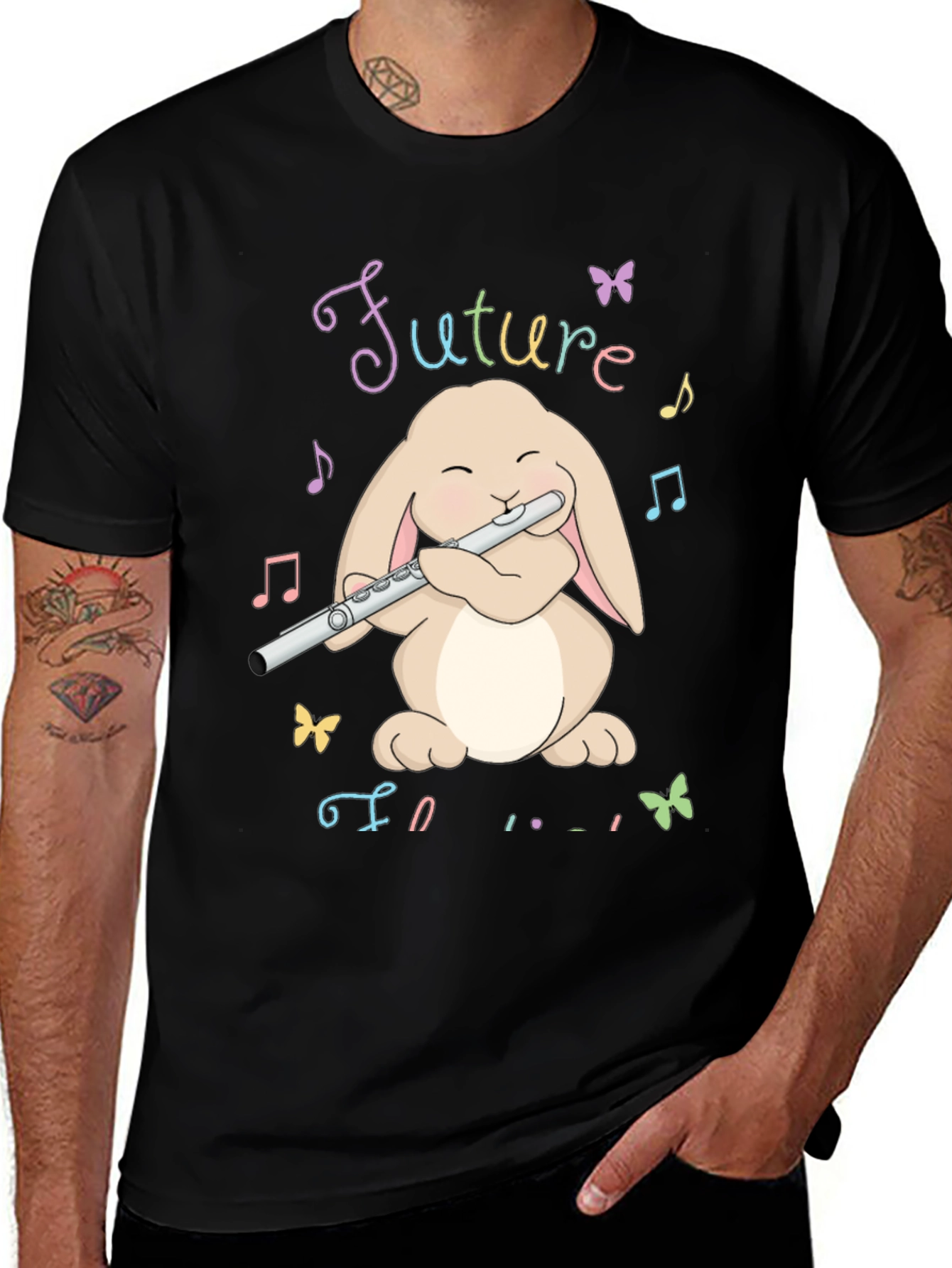 Variant 13 of Future Flutist Bunny T-Shirt - Cute & Playful