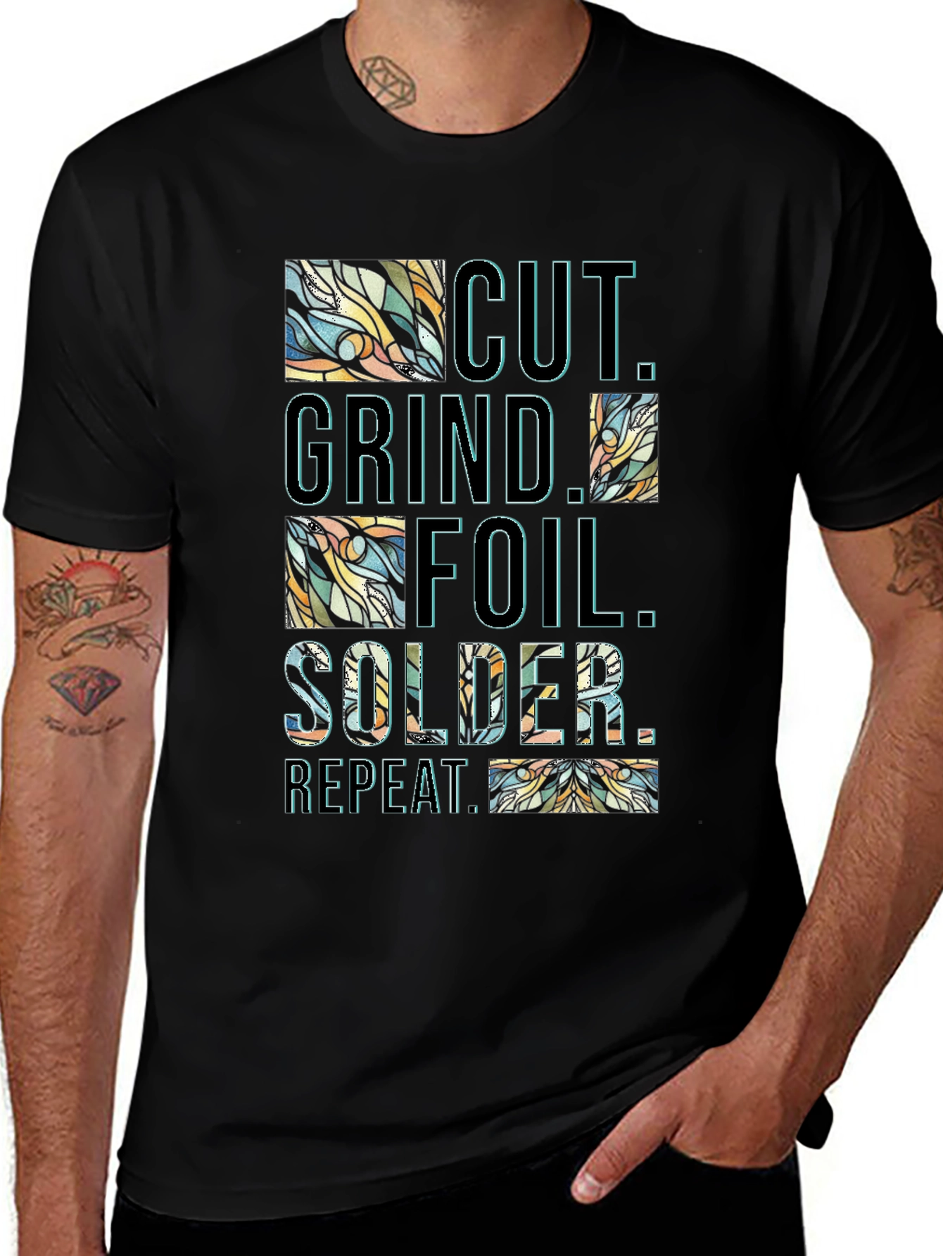 Variant 22 of Cut Grind Foil Solder Repeat T-Shirt