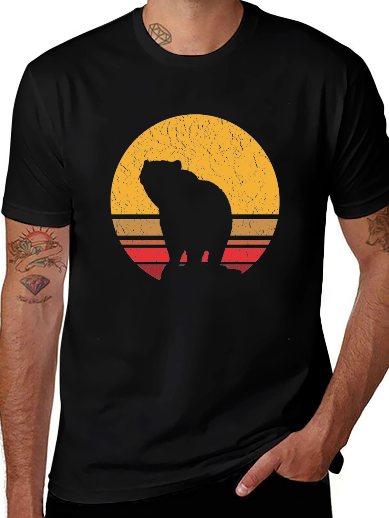 Variant 11 of Retro Bear Silhouette Graphic T-Shirt