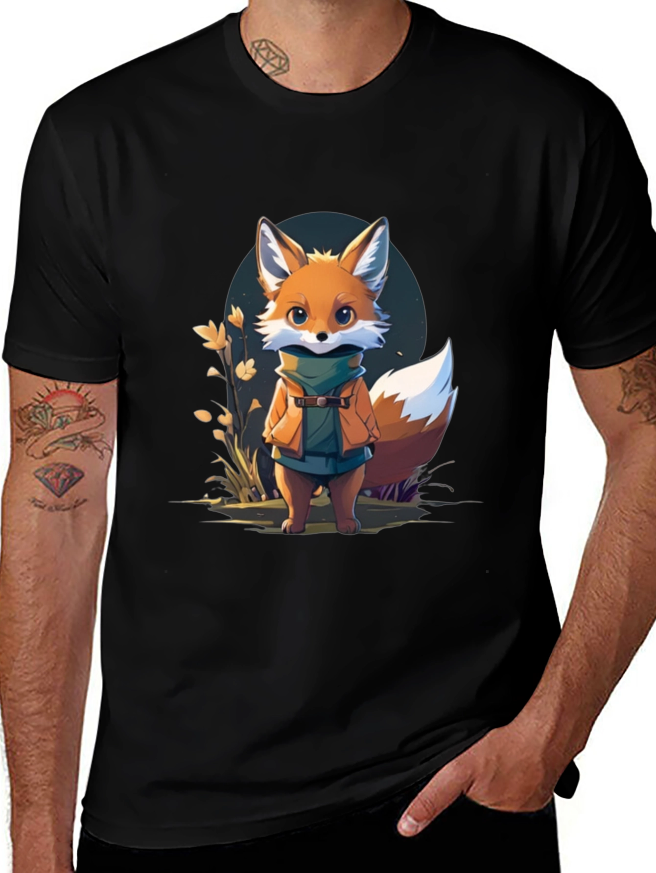 Variant 10 of Cute Fox Cartoon Graphic T-Shirt