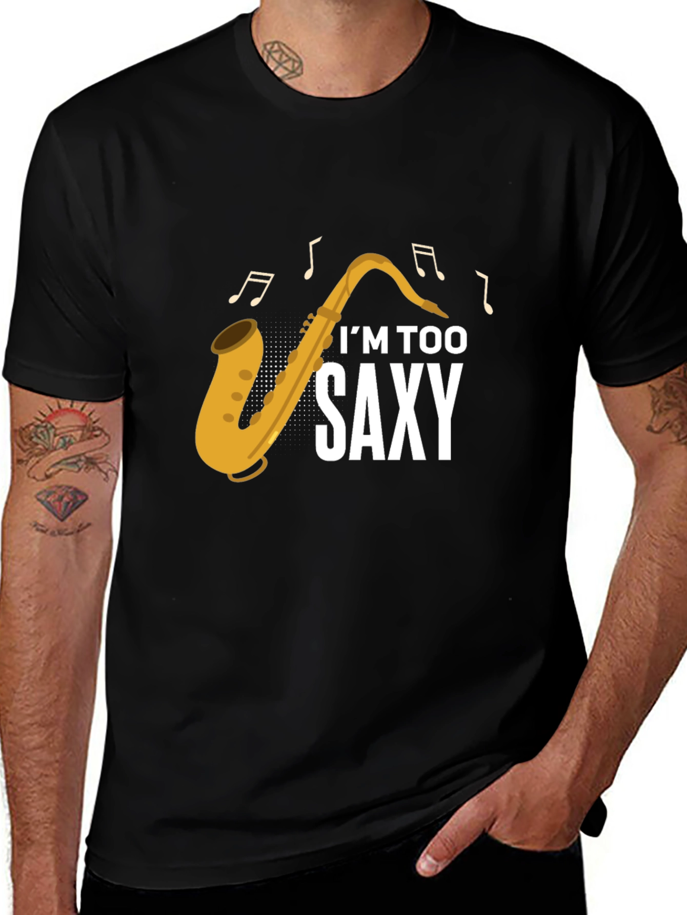 Variant 3 of I'm Too Saxy T-Shirt - Musical Instrument Tee