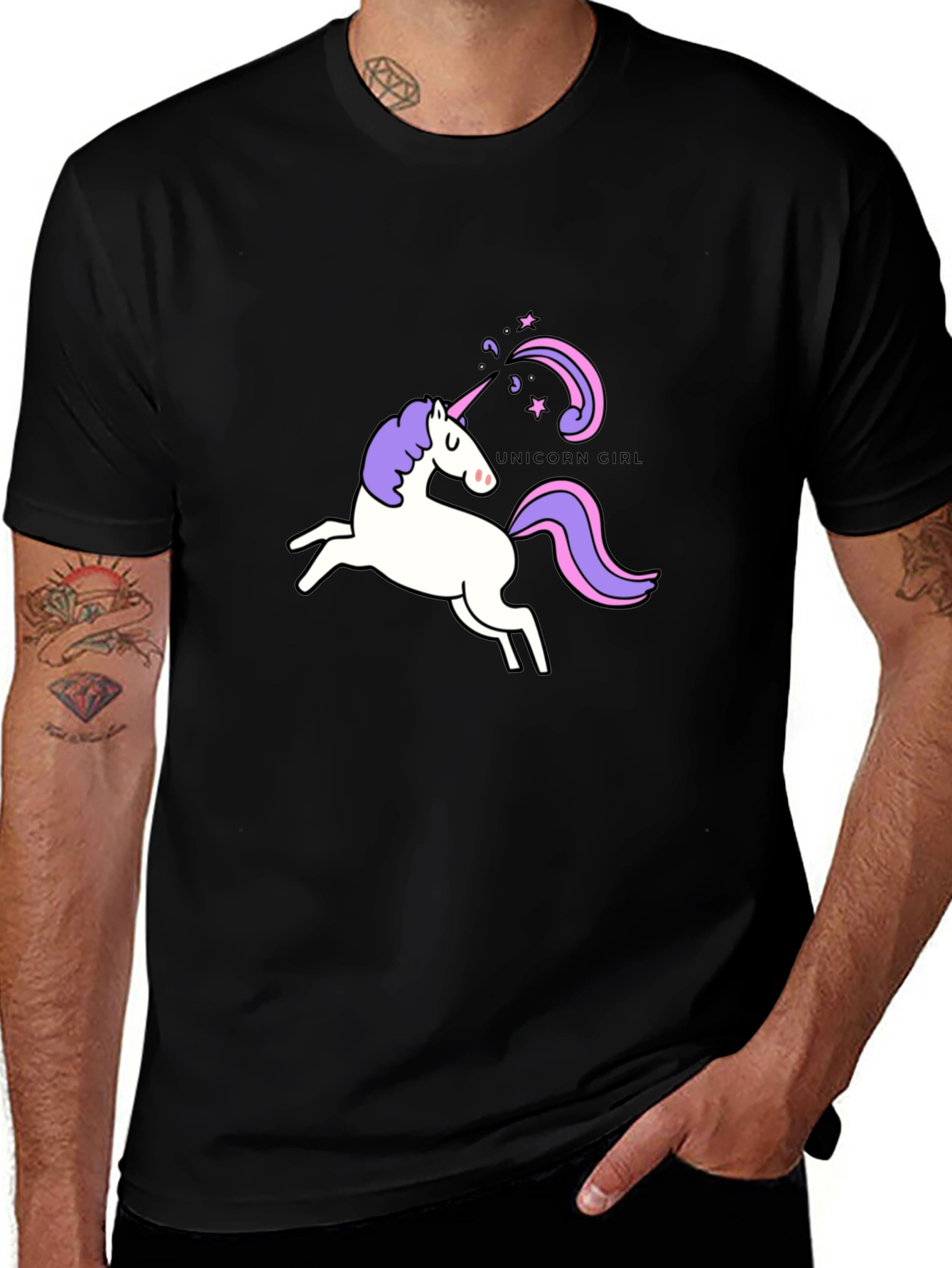 Variant 23 of Unicorn Girl Black T-Shirt