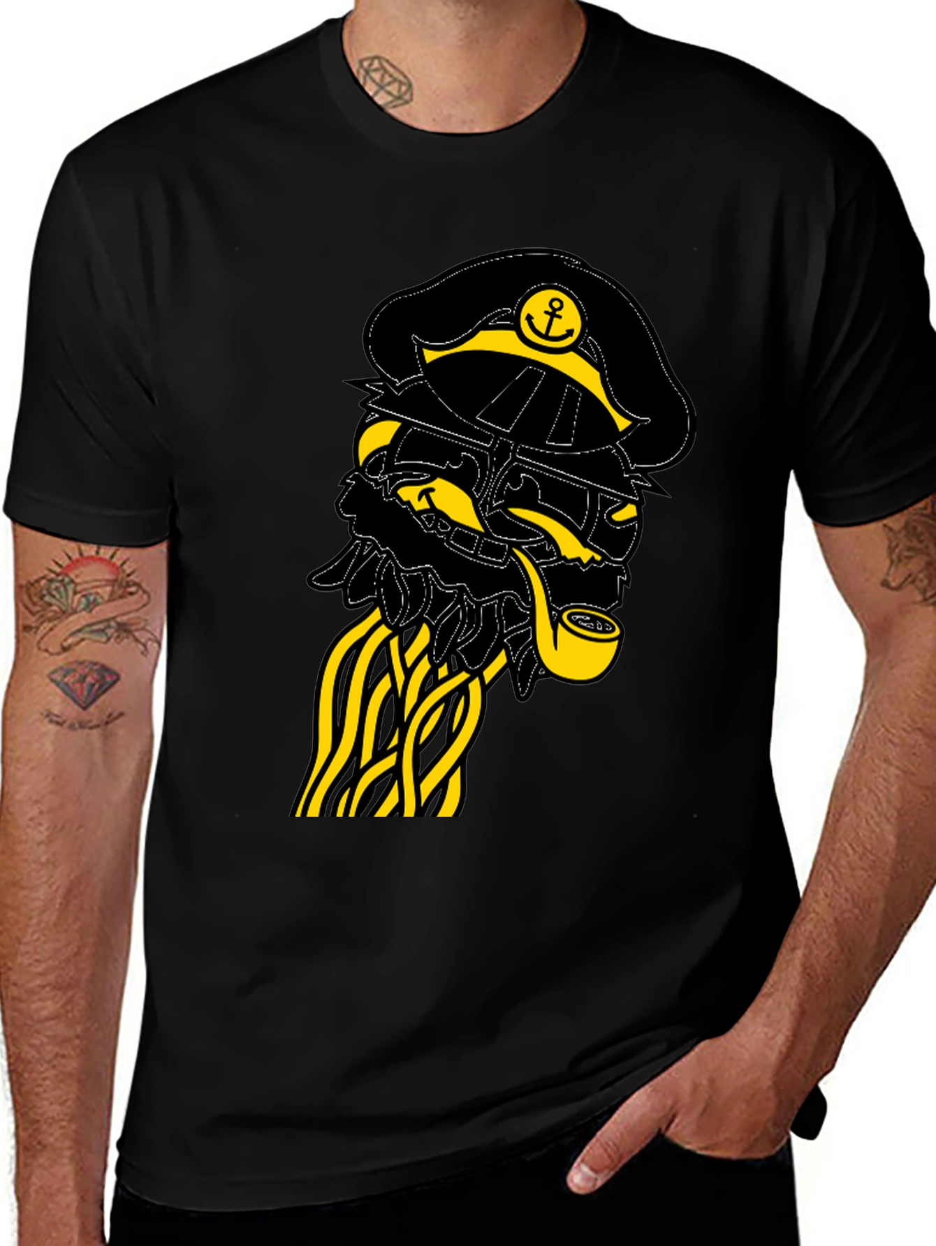 Black Nautical Captain Graphic Tee - Black main image