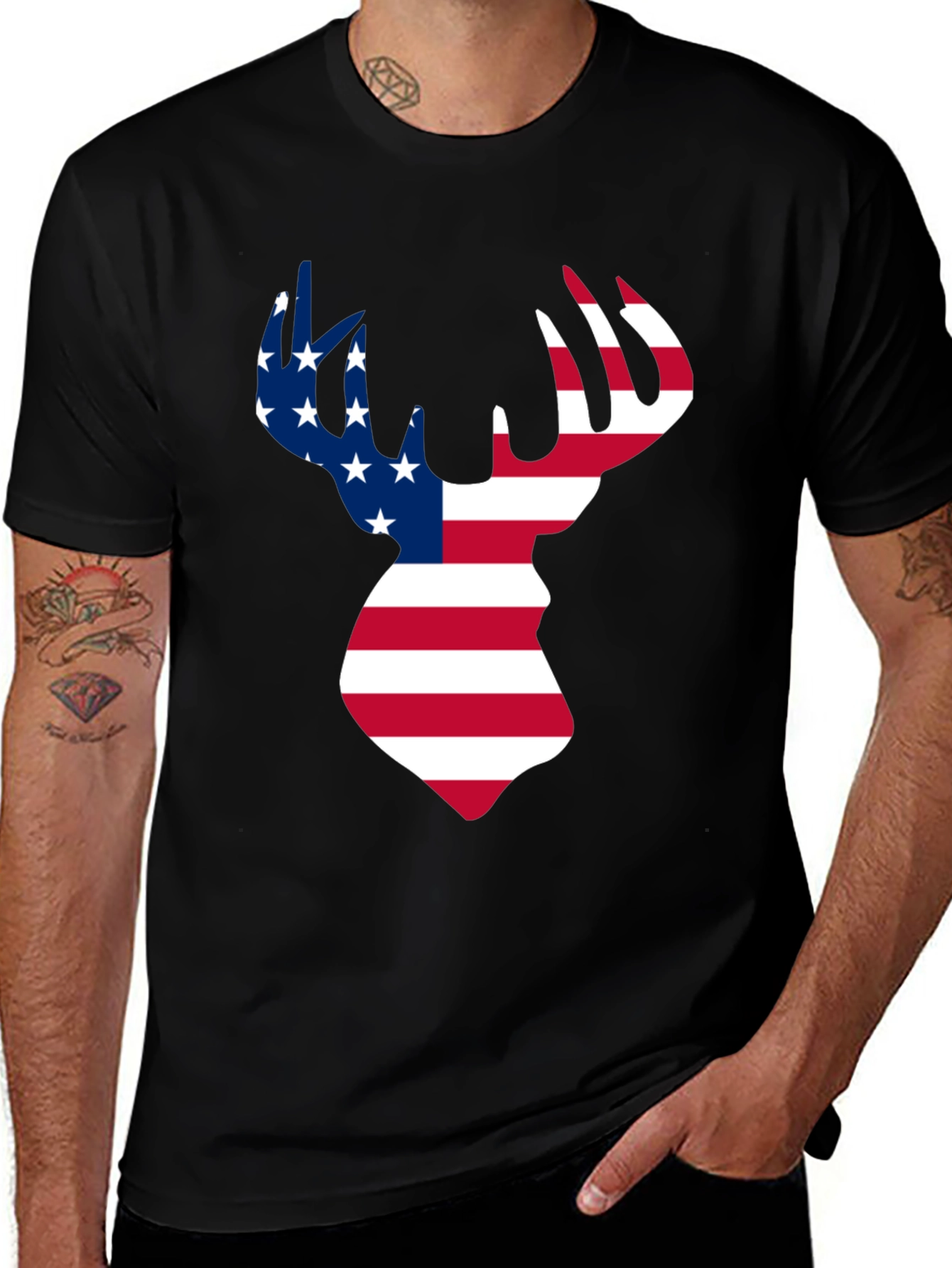 Variant 22 of American Flag Deer Graphic Tee - Patriotic Style