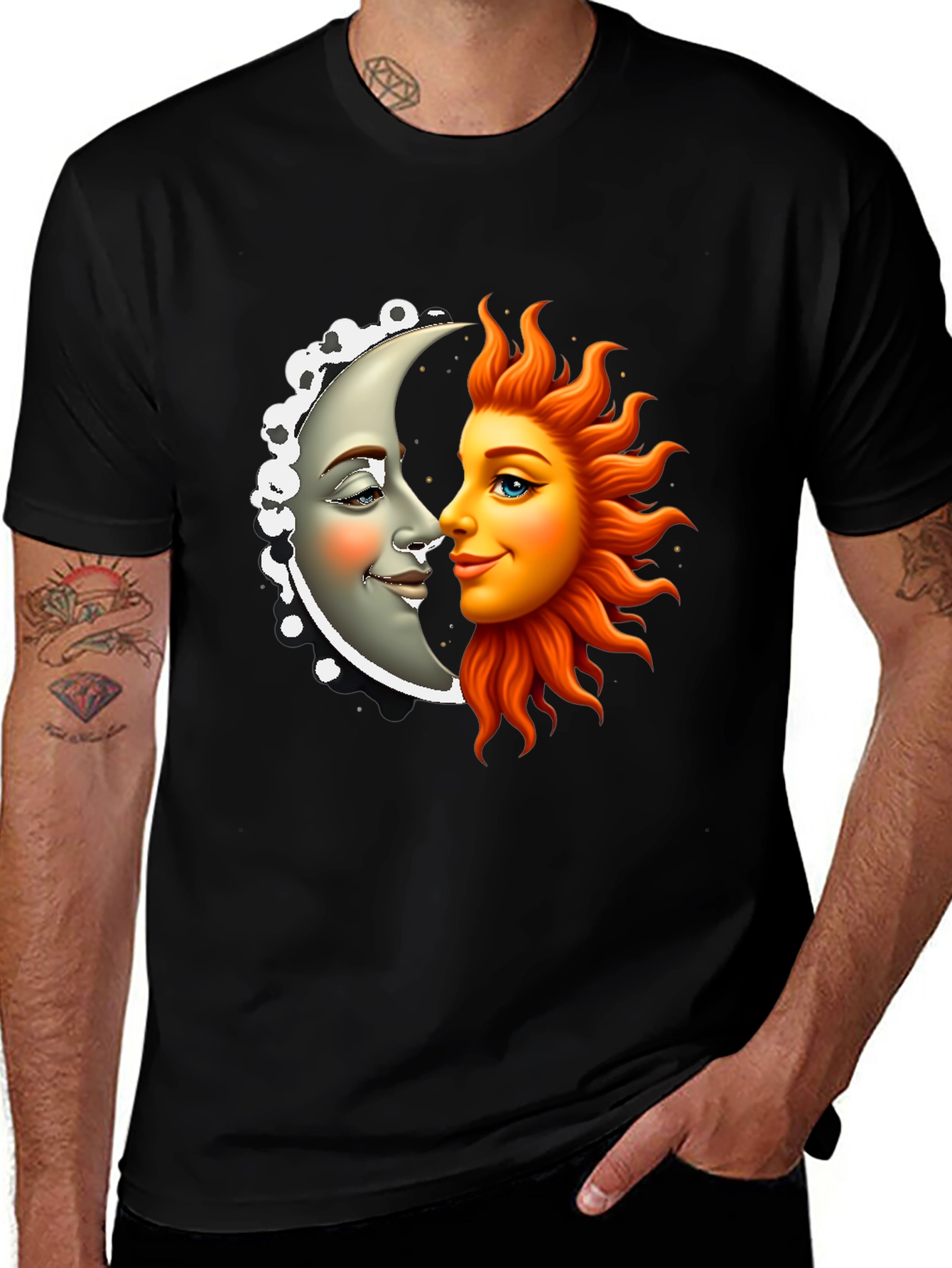 Variant 26 of Sun & Moon Graphic Tee - Celestial Black Shirt