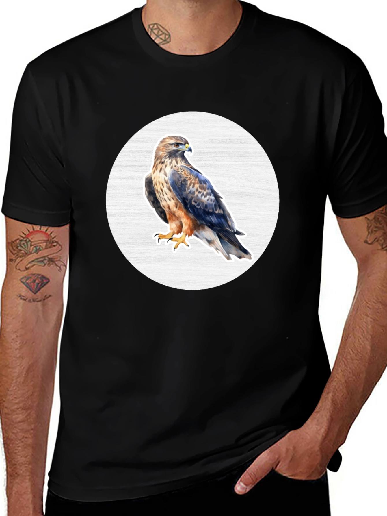 Cool Hawk Graphic Black T-Shirt