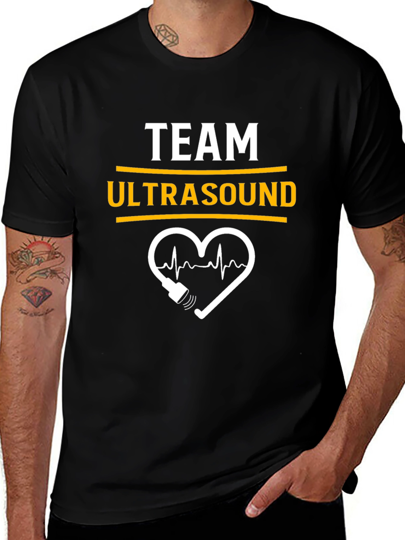 Variant 27 of Team Ultrasound Heartbeat Graphic Tee - Black