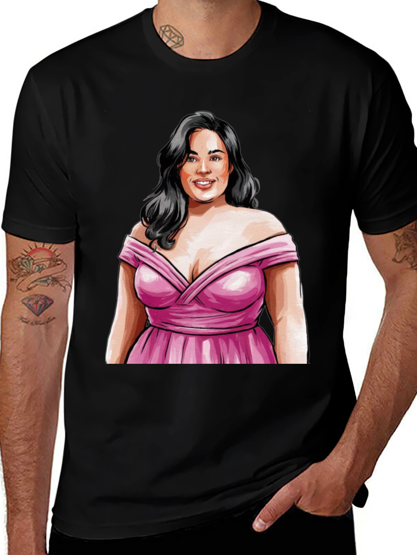 Variant 9 of Woman in Pink Dress Graphic Tee