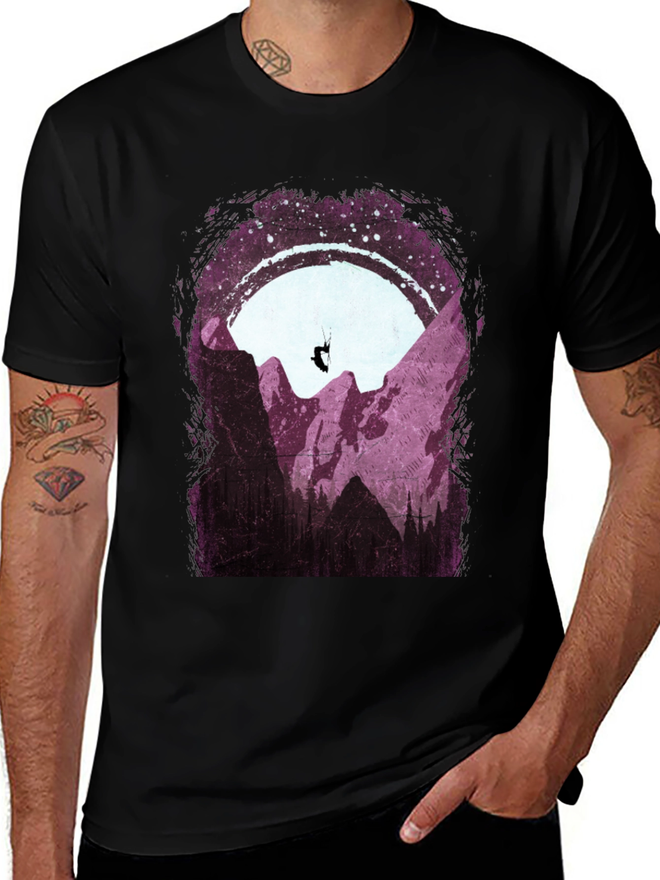 Variant 16 of Mountain Paragliding Black Graphic Tee