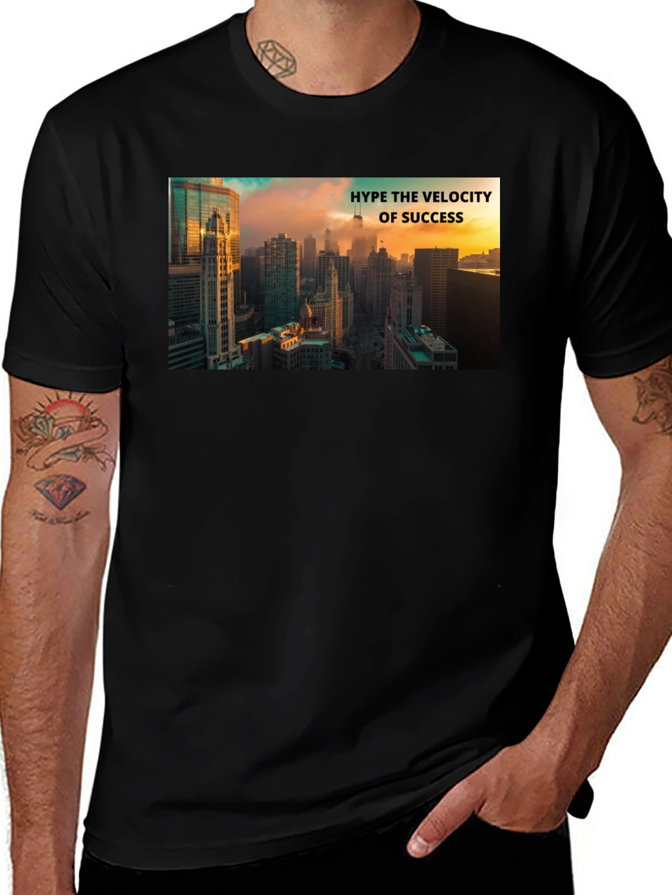 Variant 12 of Success Velocity Cityscape Black T-Shirt