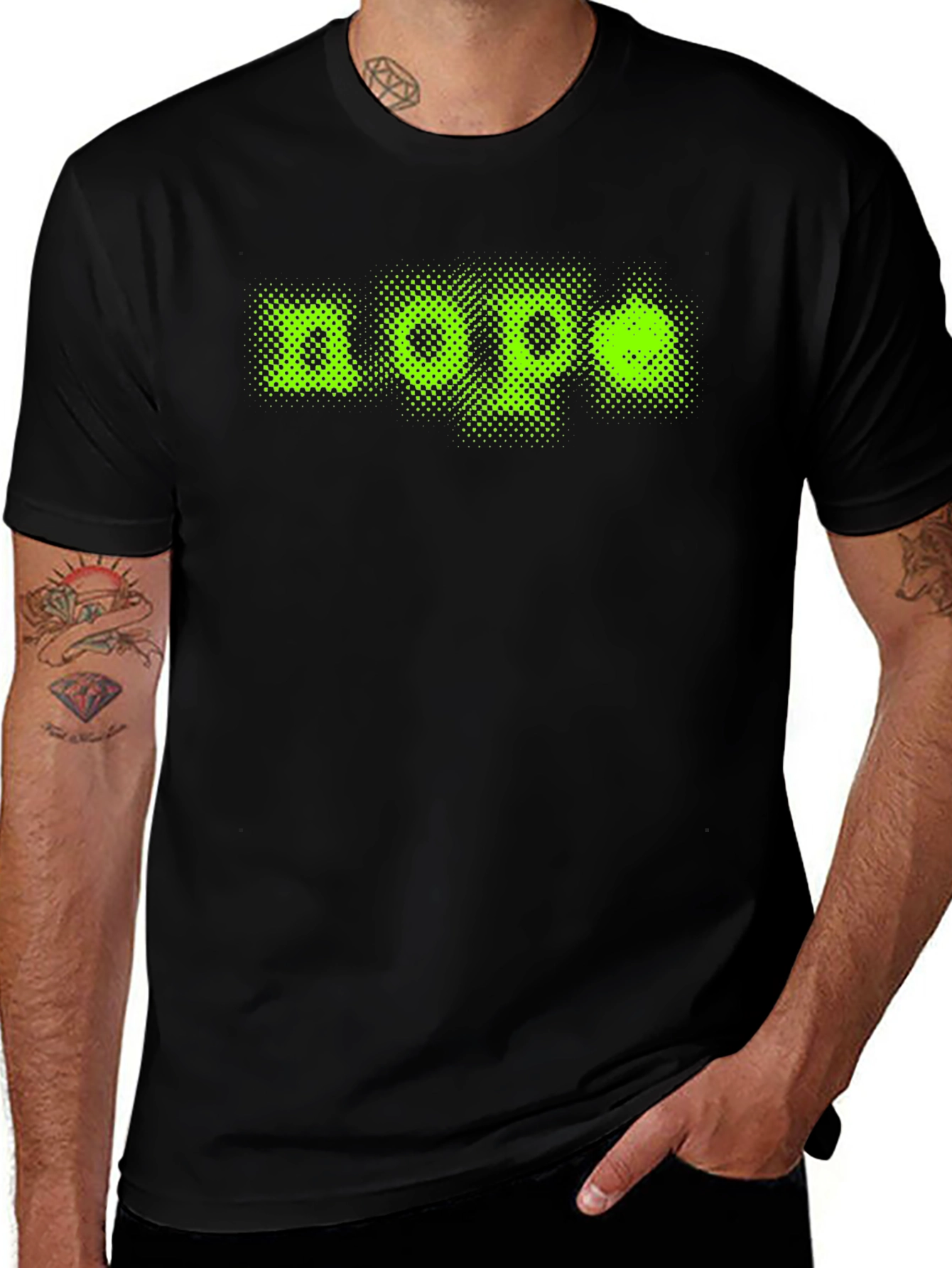 Variant 9 of Nope Green Graphic Print Black T-Shirt