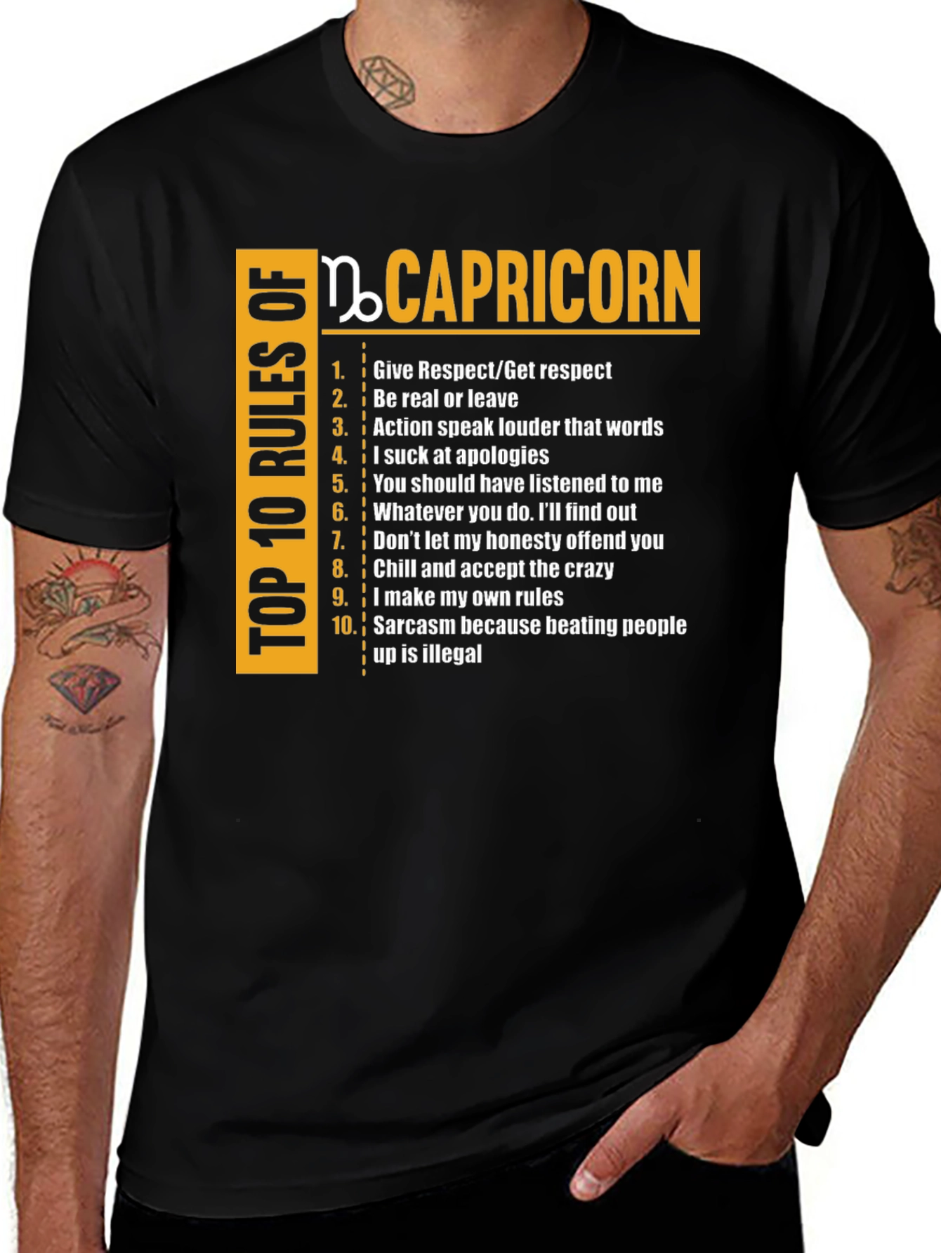 Capricorn Top 10 Rules T-Shirt - Zodiac Tee