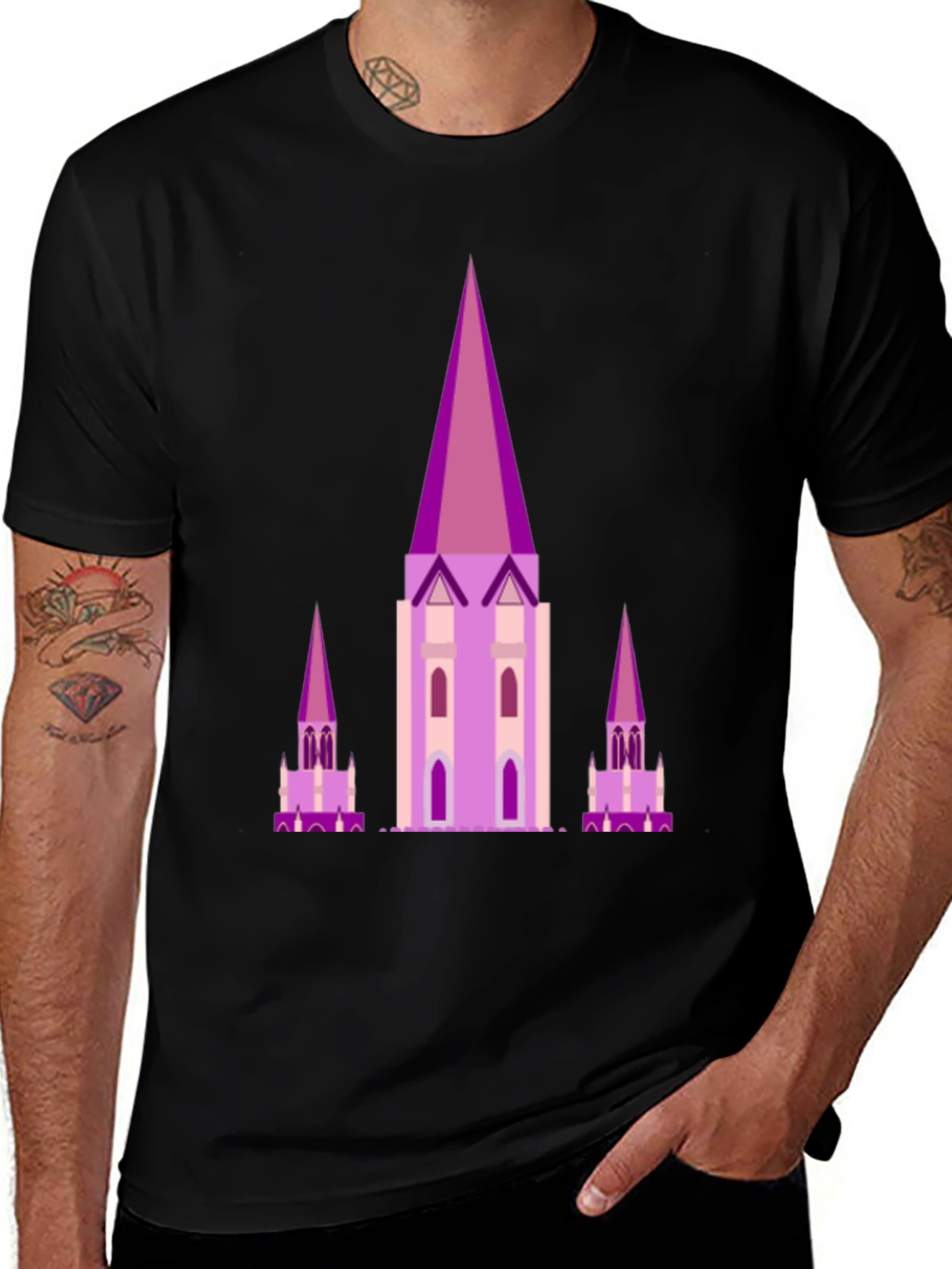 Variant 3 of Architectural Castle Illustration T-Shirt