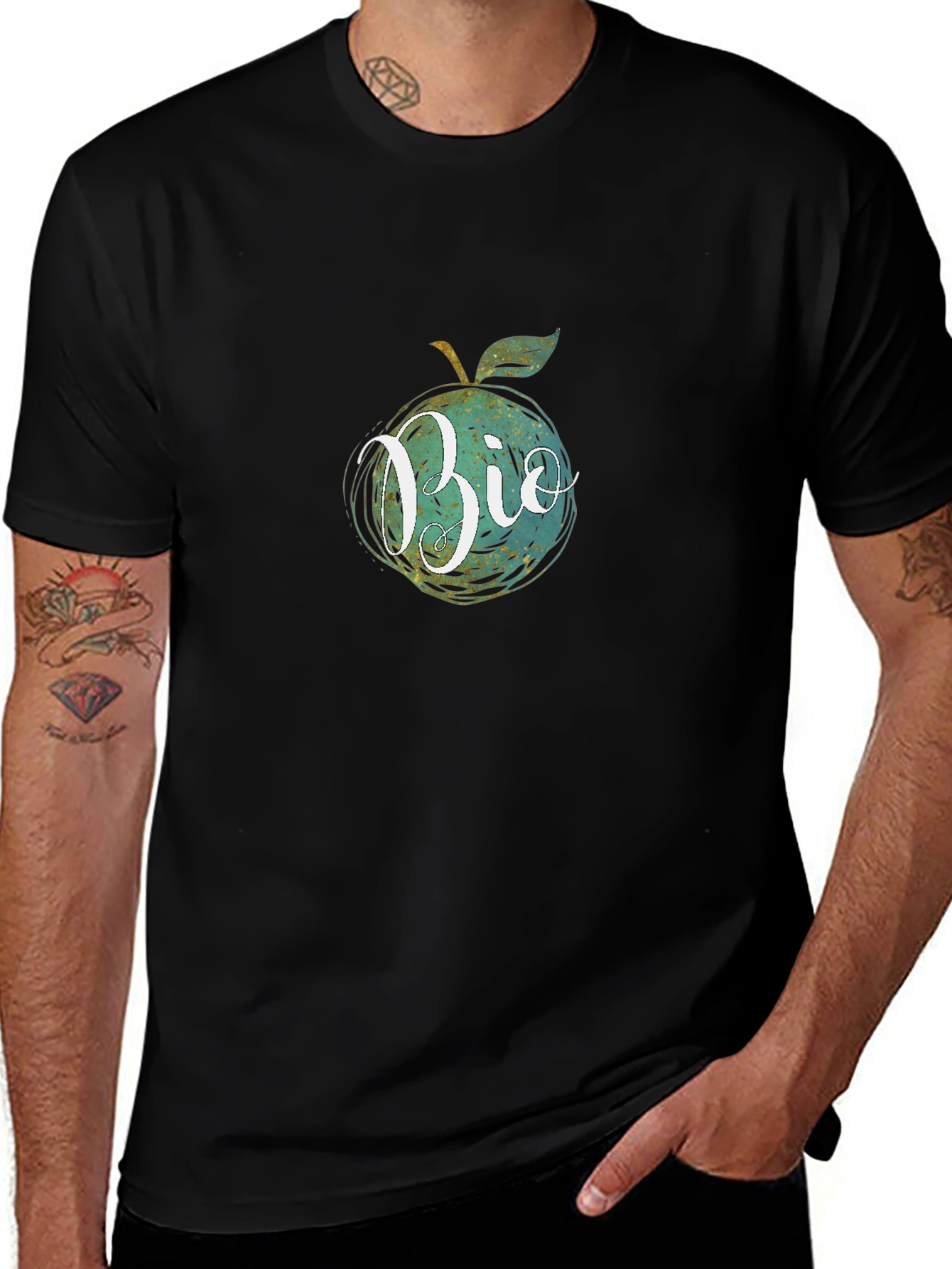 Eco-Friendly Bio Apple Graphic T-Shirt - Black