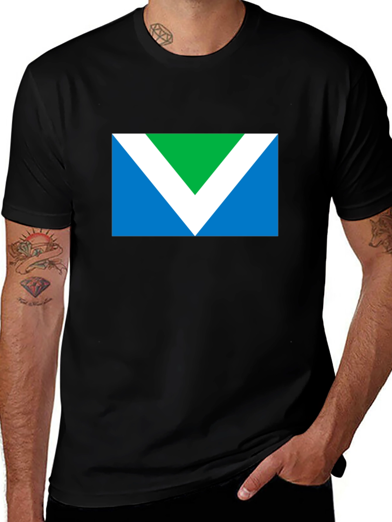 Variant 5 of Vegan Symbol T-Shirt - Black, Short Sleeve