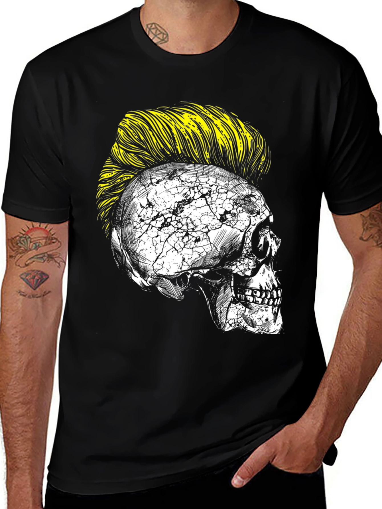 Variant 18 of Skull with Mohawk Graphic Tee - Unique Fashion Statement