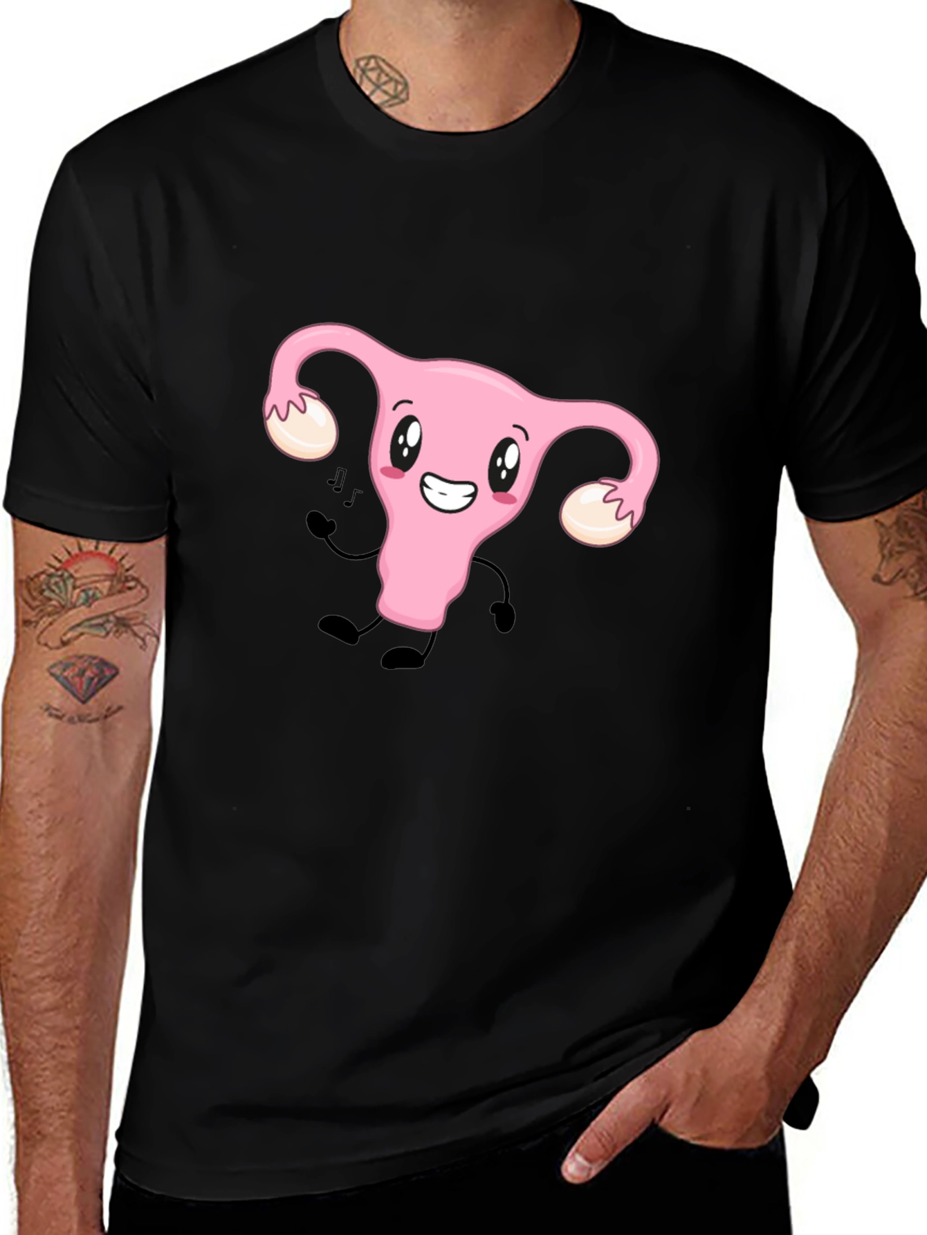 Black Funny Uterus Tee - Black Cotton Graphic T-Shirt main image