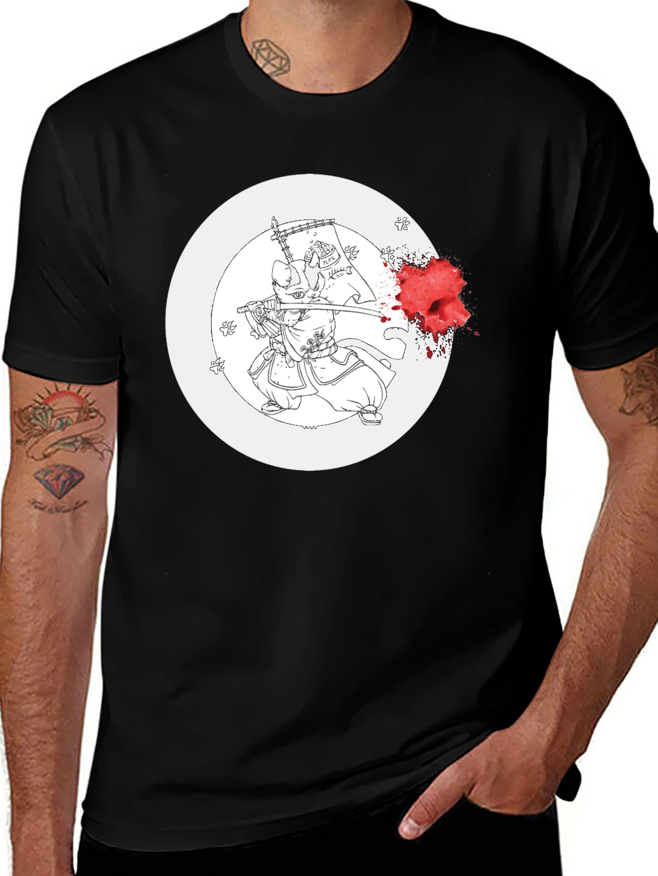 Variant 18 of Samurai Cat Graphic Tee