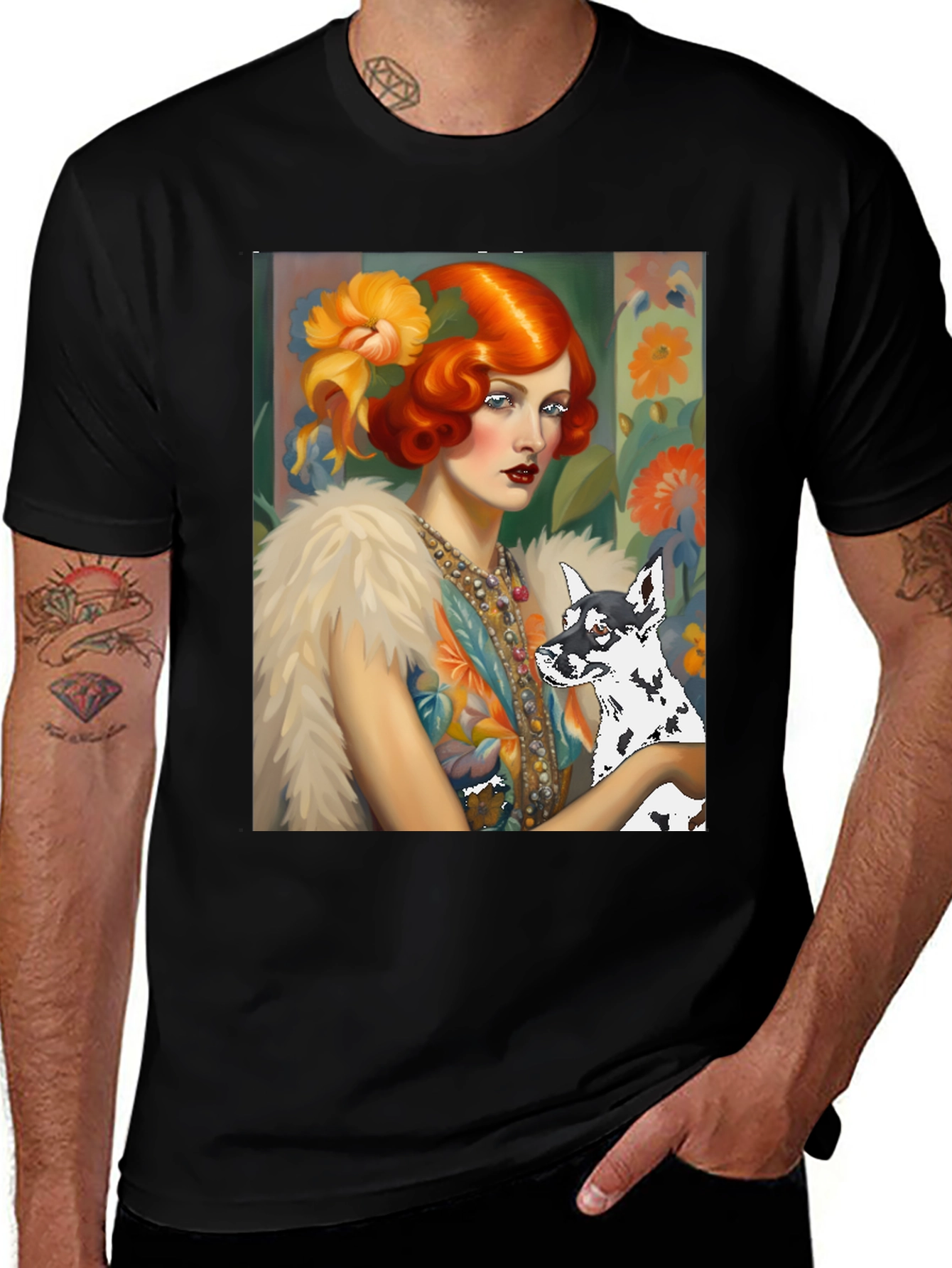 Variant 28 of Vintage Art Deco Woman & Dog Graphic T-Shirt