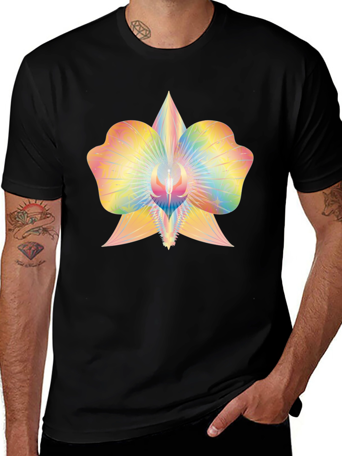 Variant 19 of Rainbow Orchid Graphic Tee - Soft Cotton Blend