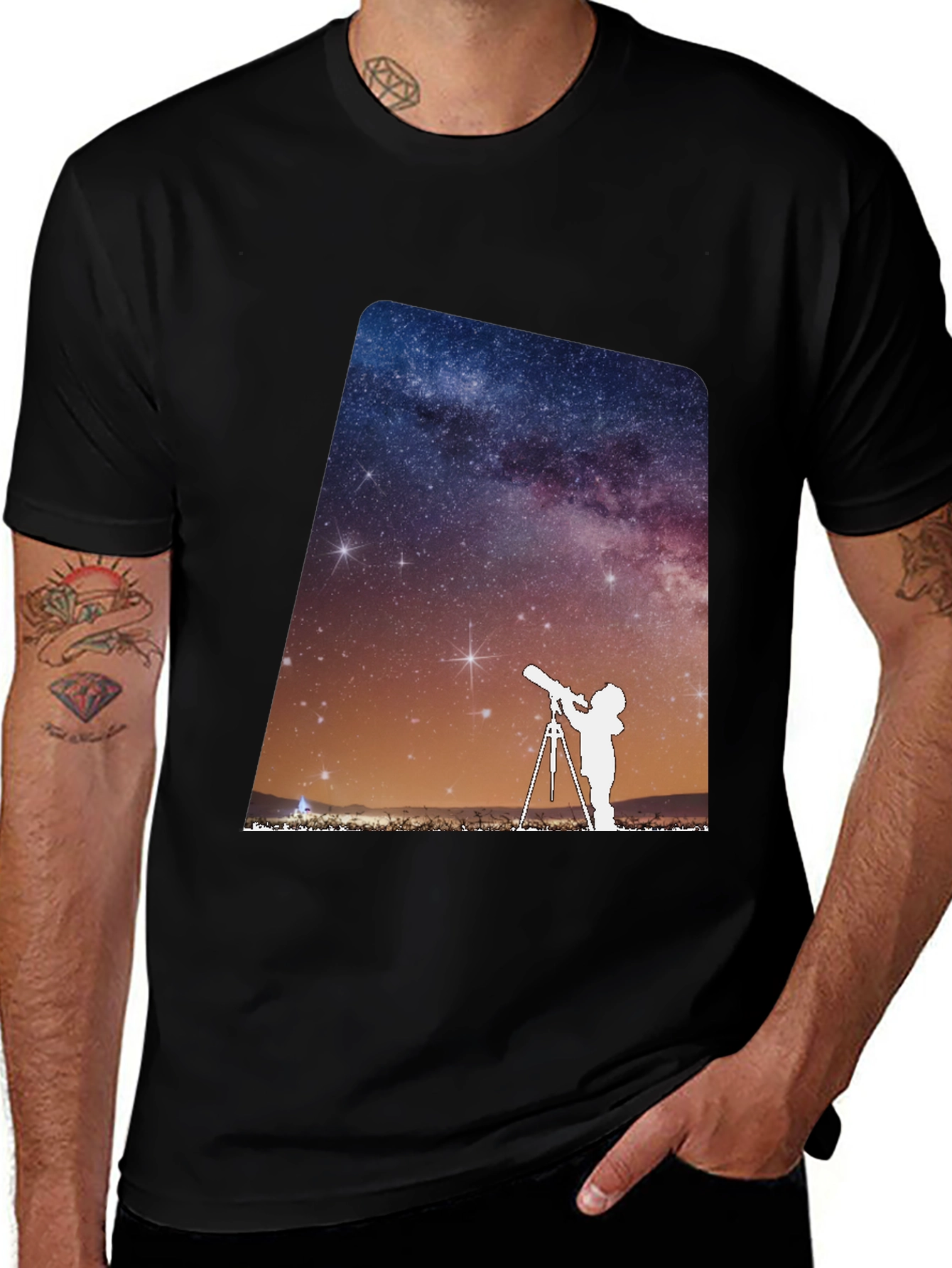 Variant 22 of Star Gazing Graphic Tee - Black Cotton Blend