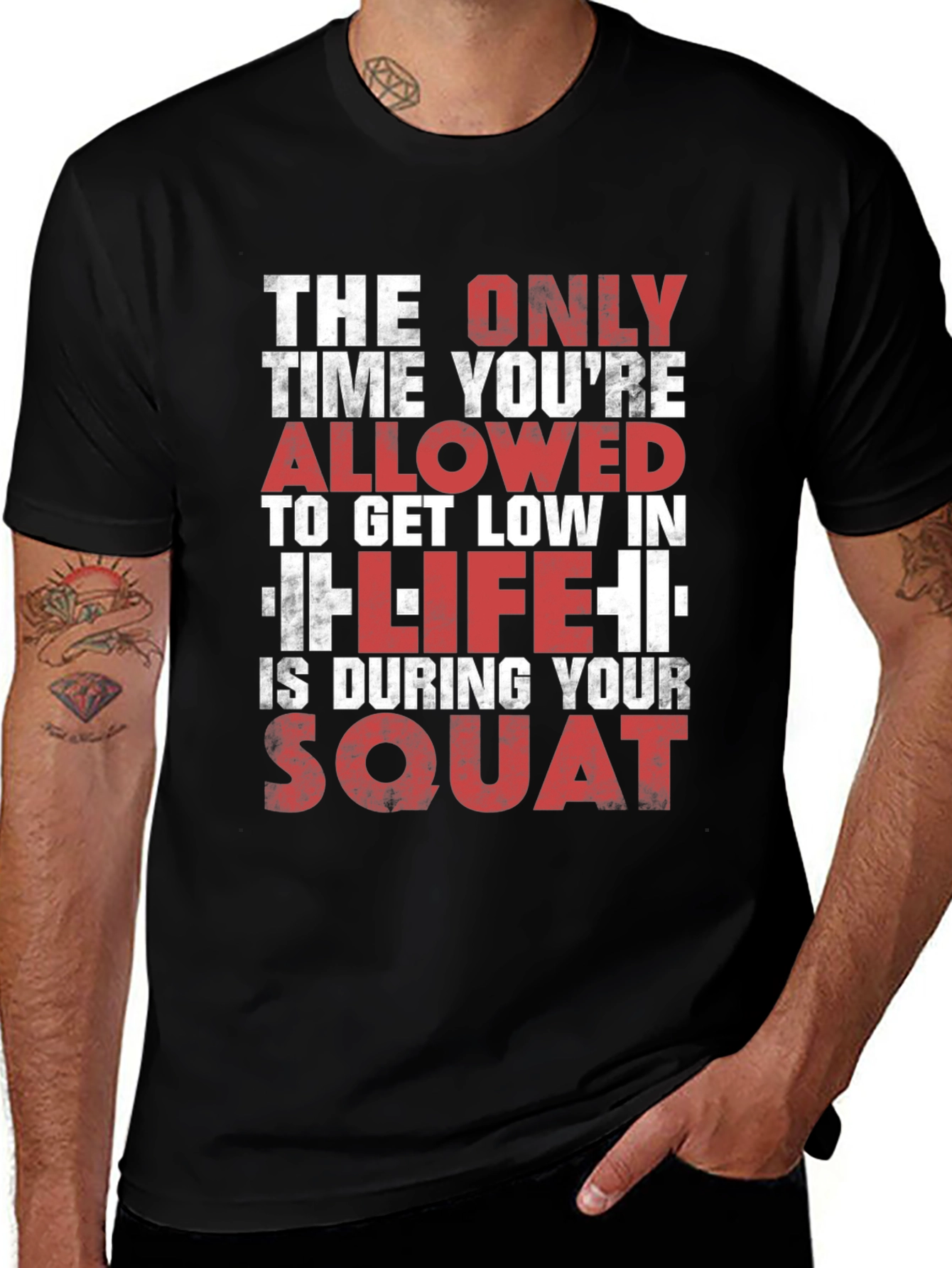 Variant 4 of Gym Motivation T-Shirt - Squat Design