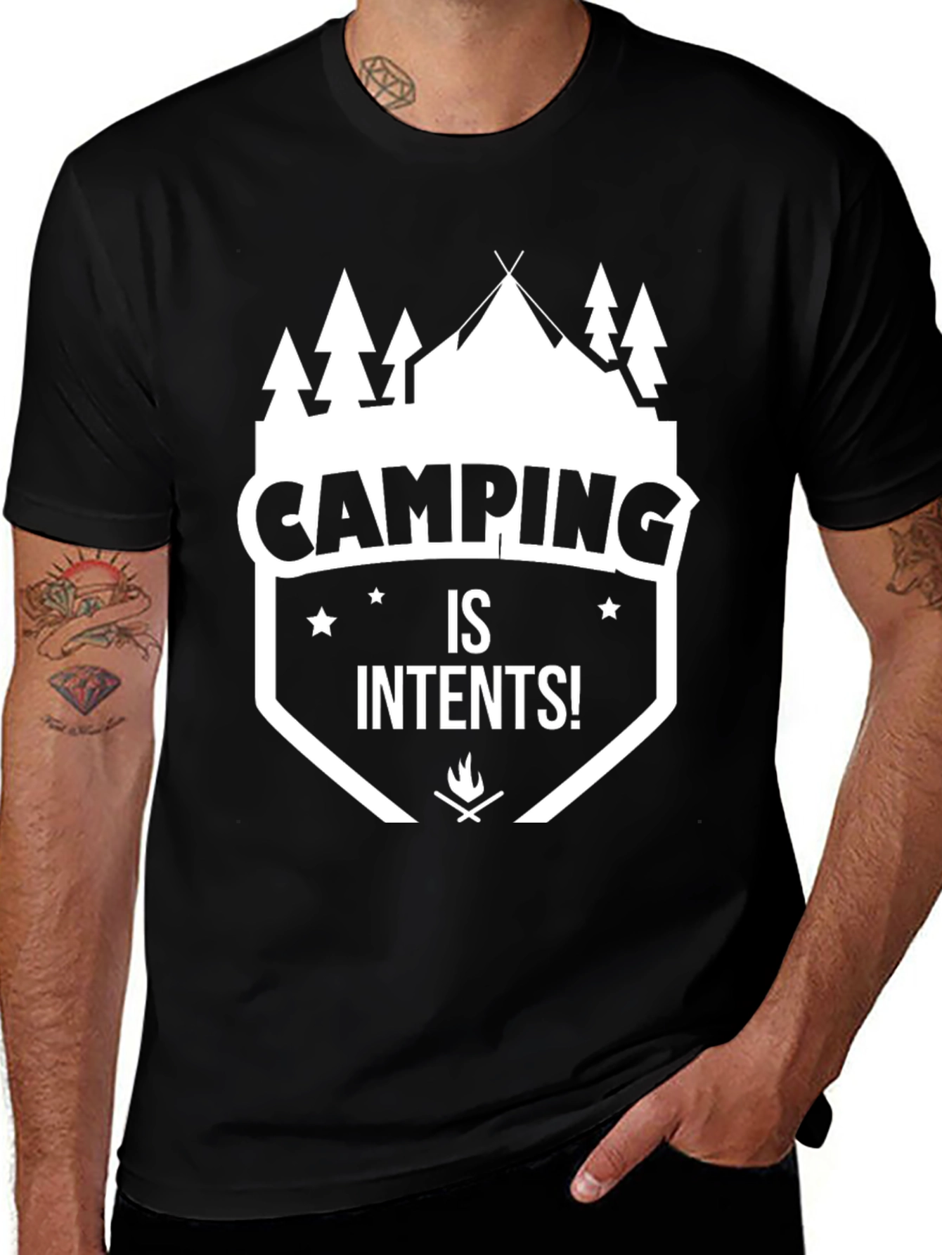 Camping is Intents! Graphic Tee - Black