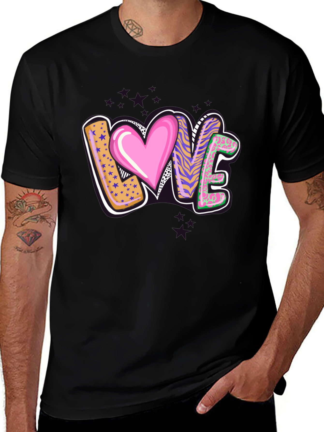 Variant 15 of LOVE Graphic Tee - Men's Short Sleeve Black T-Shirt