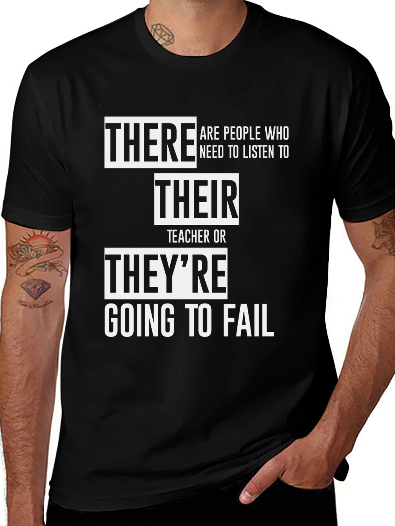 Variant 12 of There Their They're Teacher Black Graphic T-Shirt