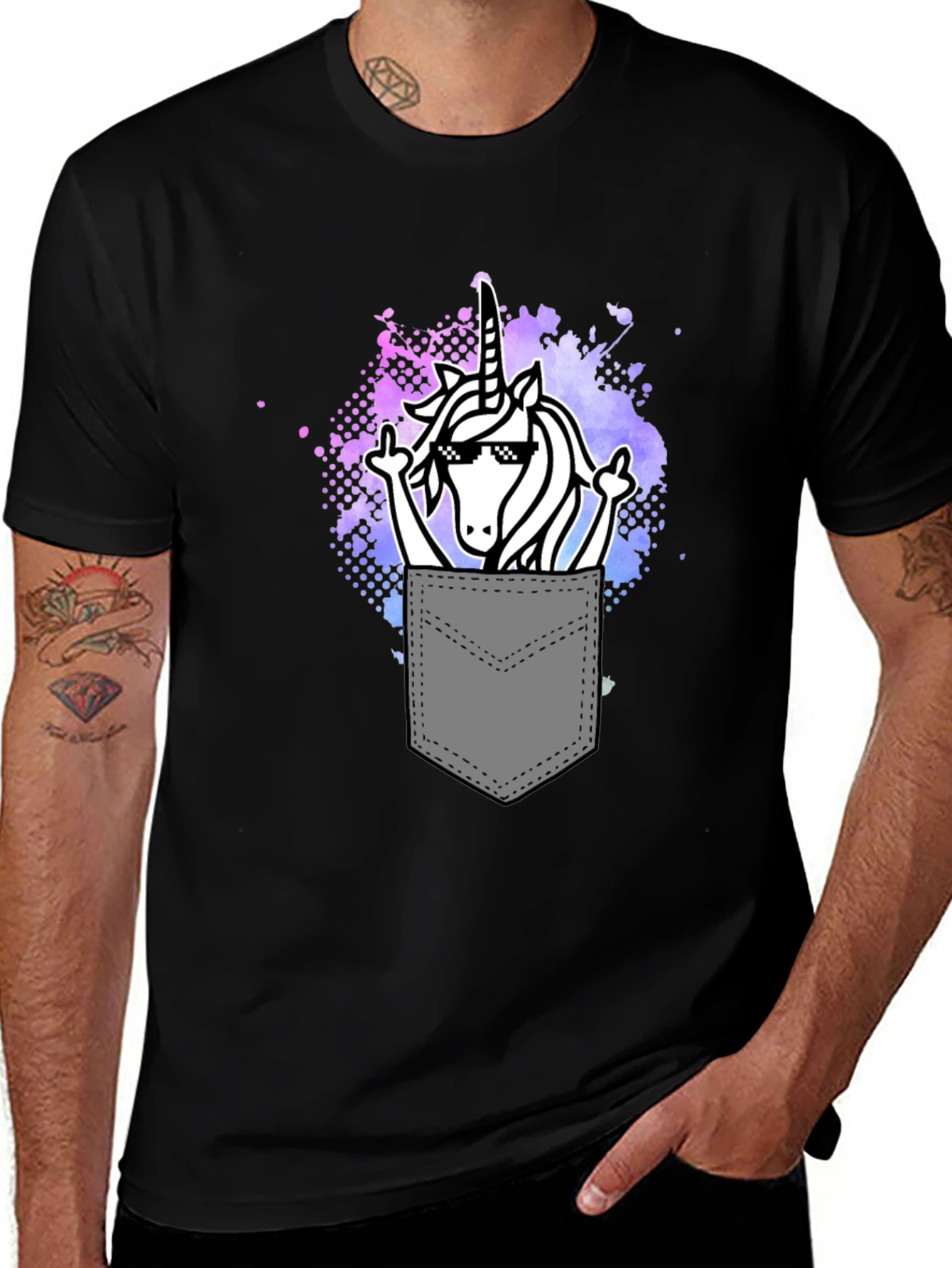 Variant 30 of Unicorn Pocket T-Shirt Funny Graphic Tee